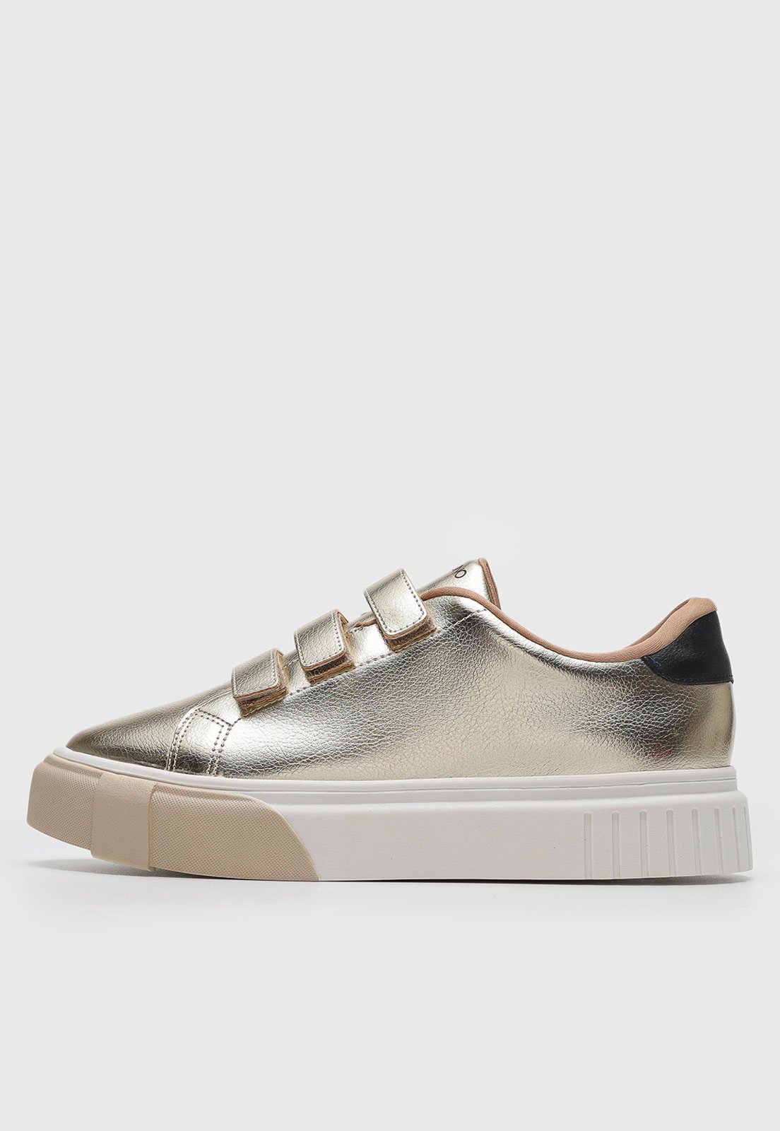 Tênis Feminino Via Uno Metalizado Dourado
