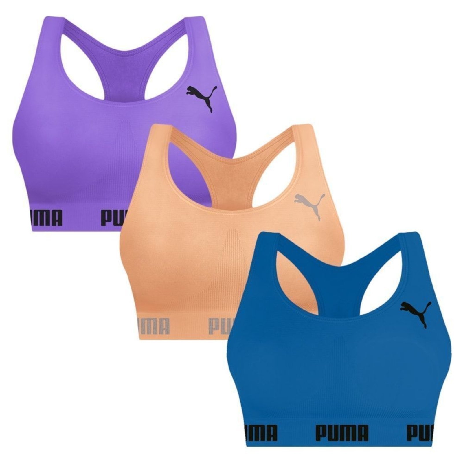 Kit 3 Tops Puma Nadador Sem Costura Feminino – Azul – puma