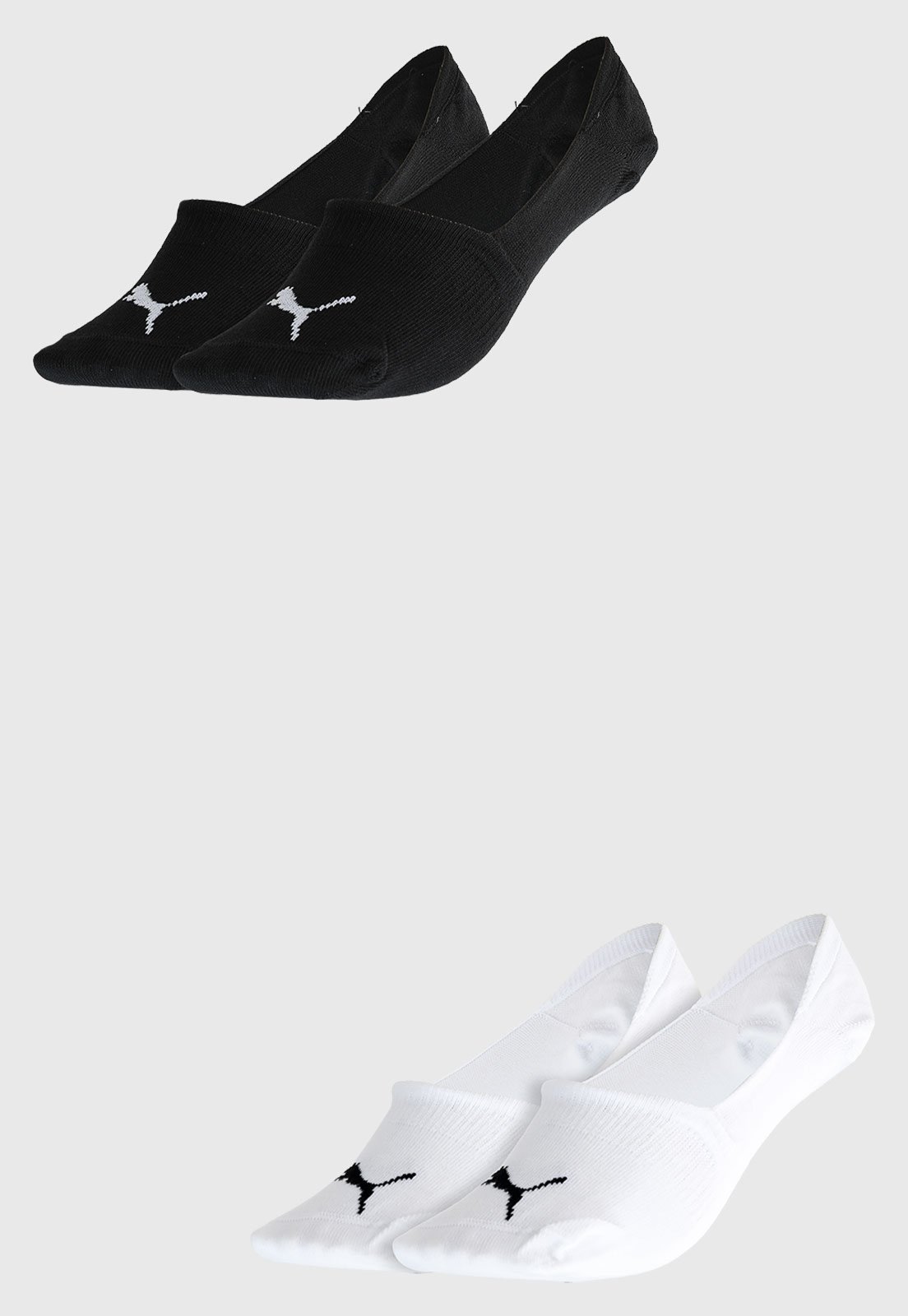 Vista 3 Kit 2pçs Meia Puma Invisível Logo Preta preto Puma preto