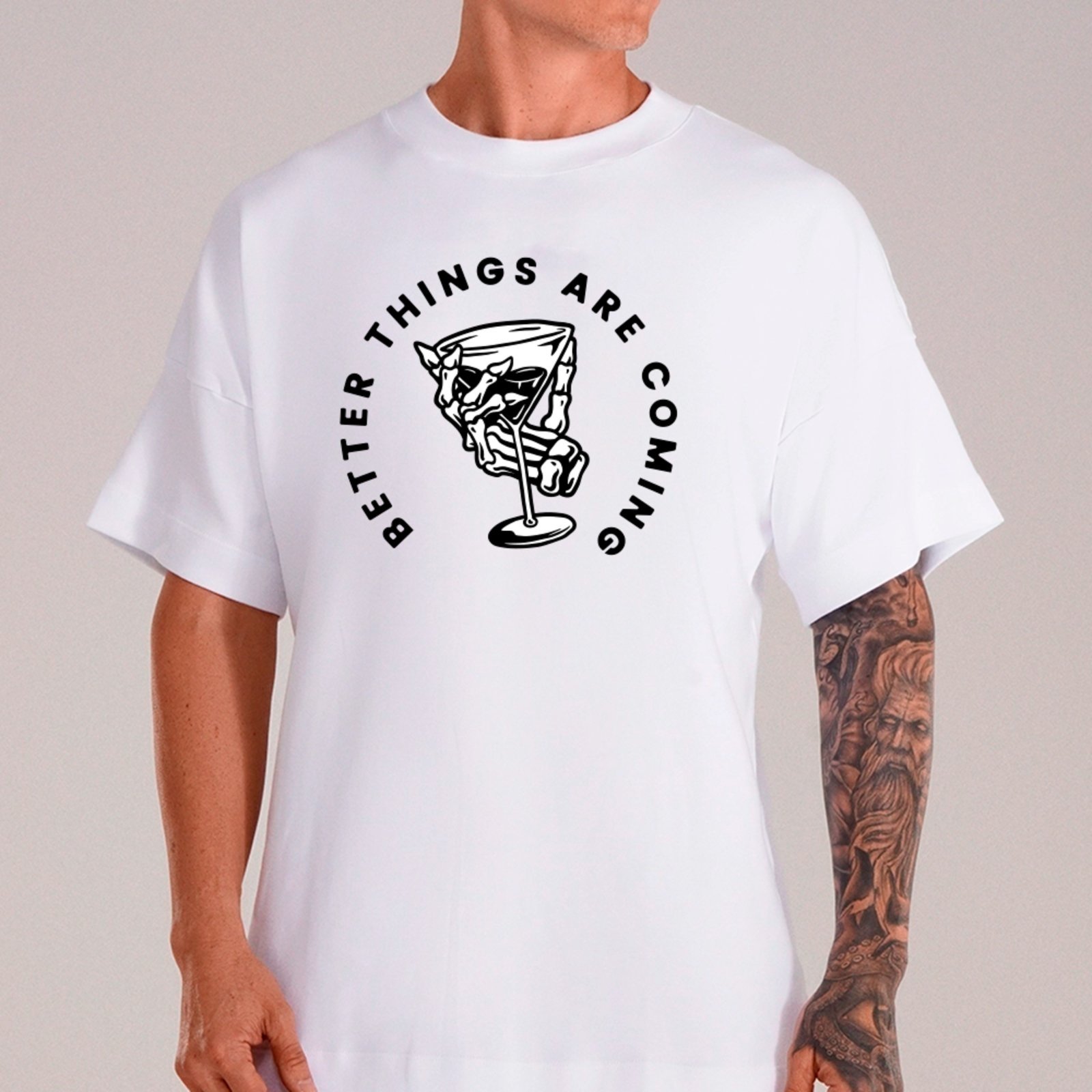 Camiseta Ousy Unissex Streetwear Better Things Are Coming Oversized Branco