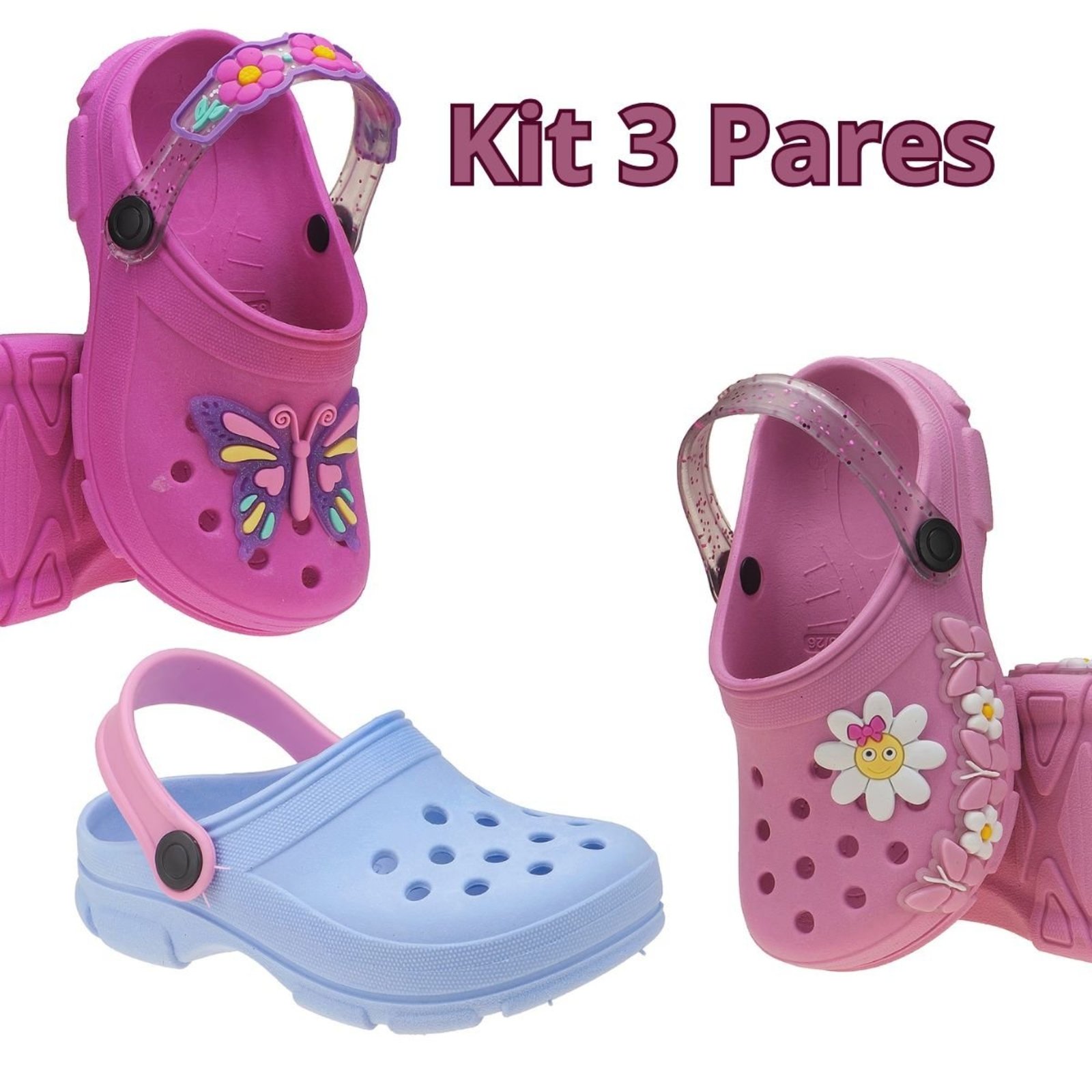 Infantil - KIt 3 Pares Papete Feminina Conforto e Leveza tep