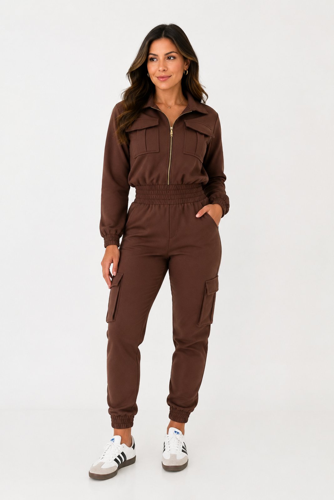 Conjunto Moletom D Bell Outlet Fashion Com Zíper Marrom
