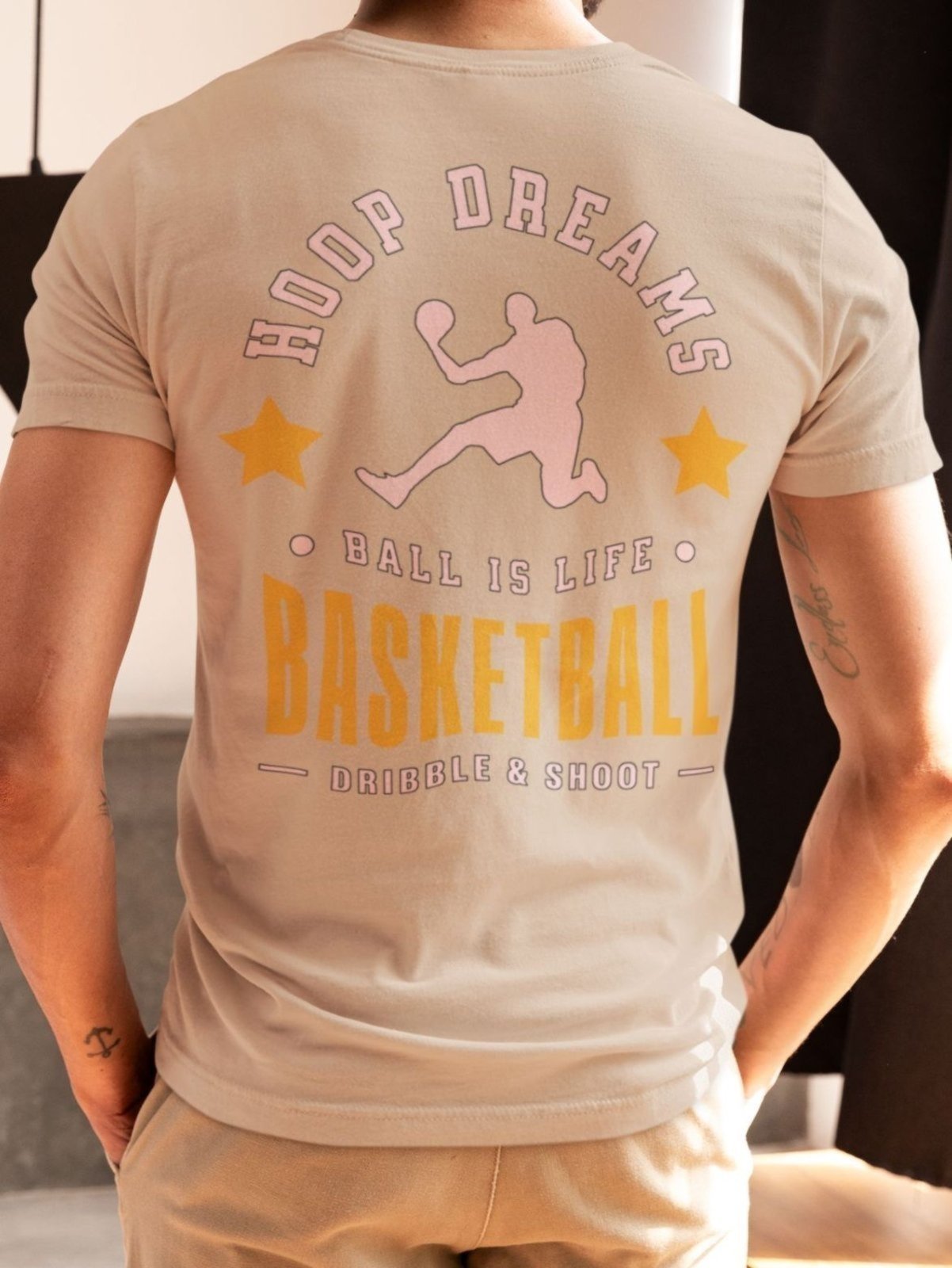 Vista 3 Camiseta Masculina GuGi Hoop Dreams Basquete Caqui cáqui caqui Gugi cáqui caqui