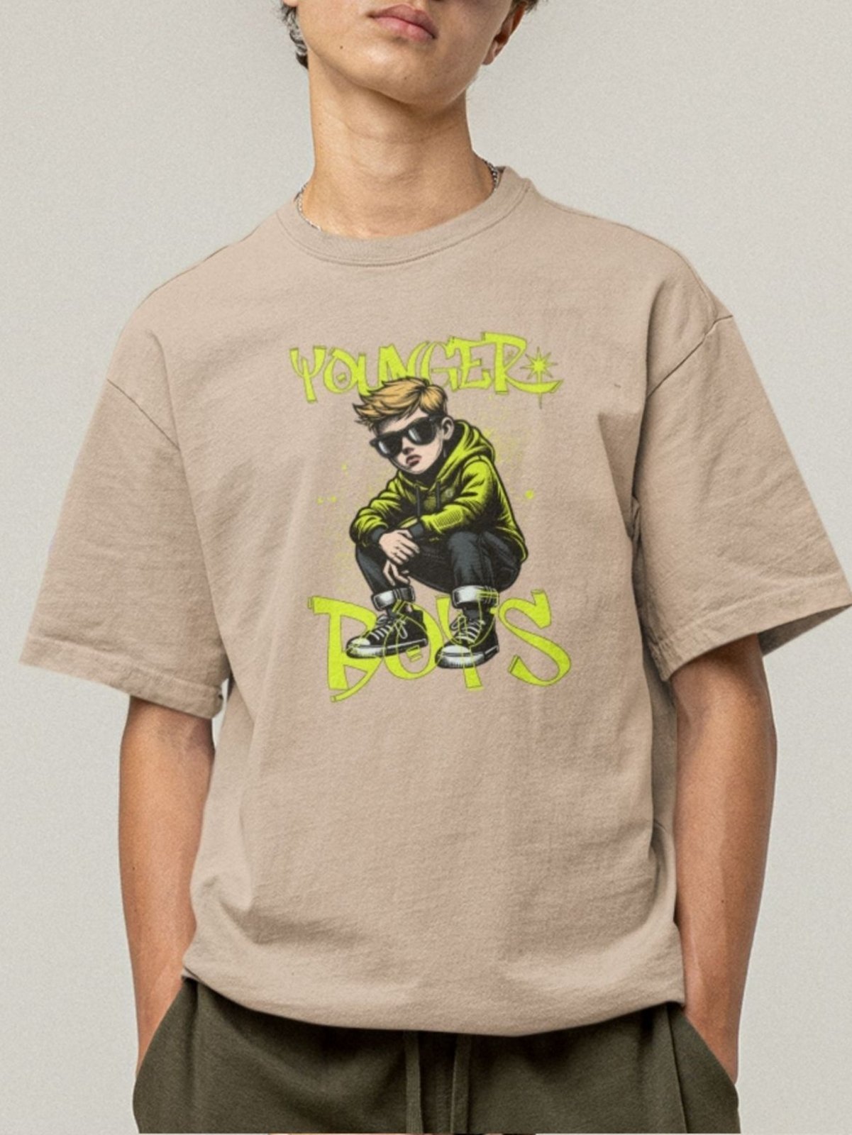 Camiseta Básica Masculina GuGi Younger Boys Menino Óculos De Sol Caqui