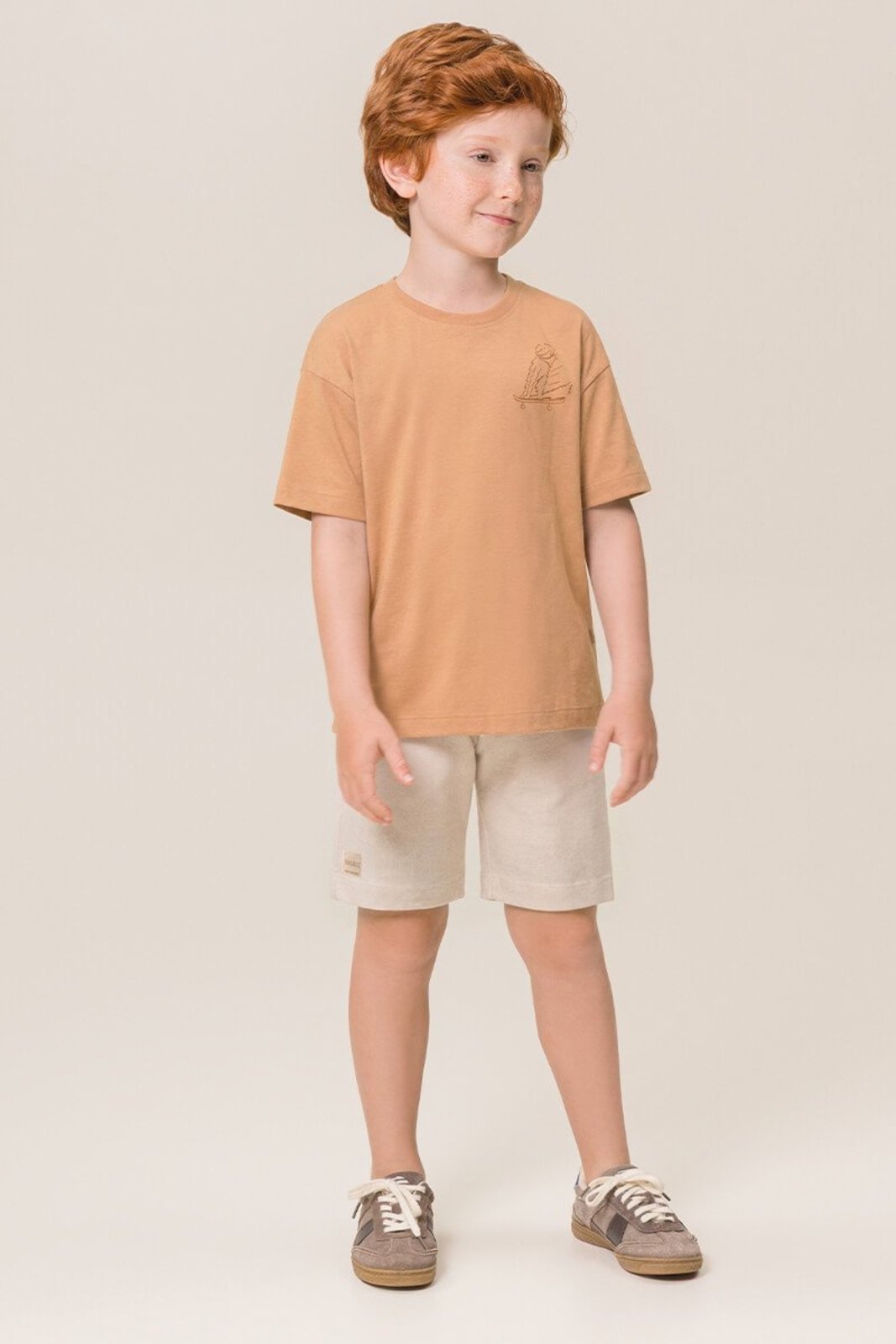 Infantil - Conjunto Bugbe Camiseta Meia Malha e Bermuda Moletom Piquet