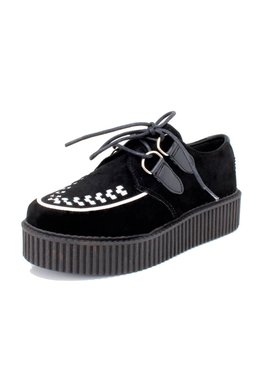 Creeper Camurça Preto Branco Estilo Veggie Shoes