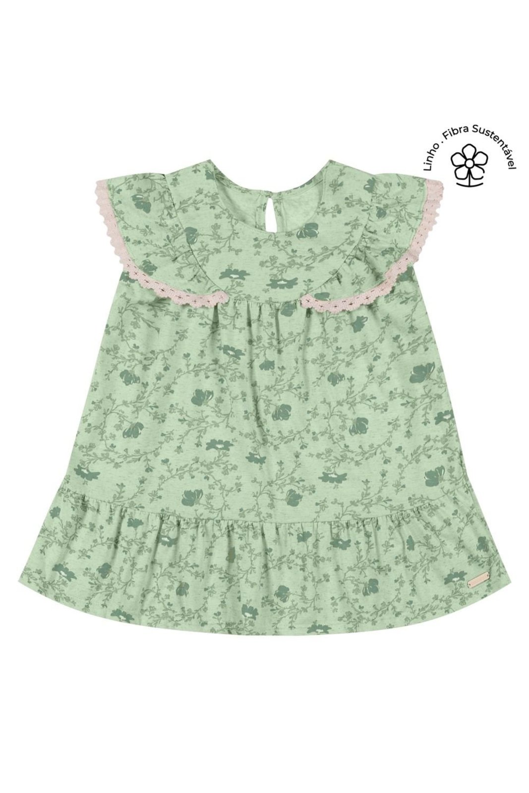 Infantil - Vestido Menina Floral Com Babados Colorittá Verde