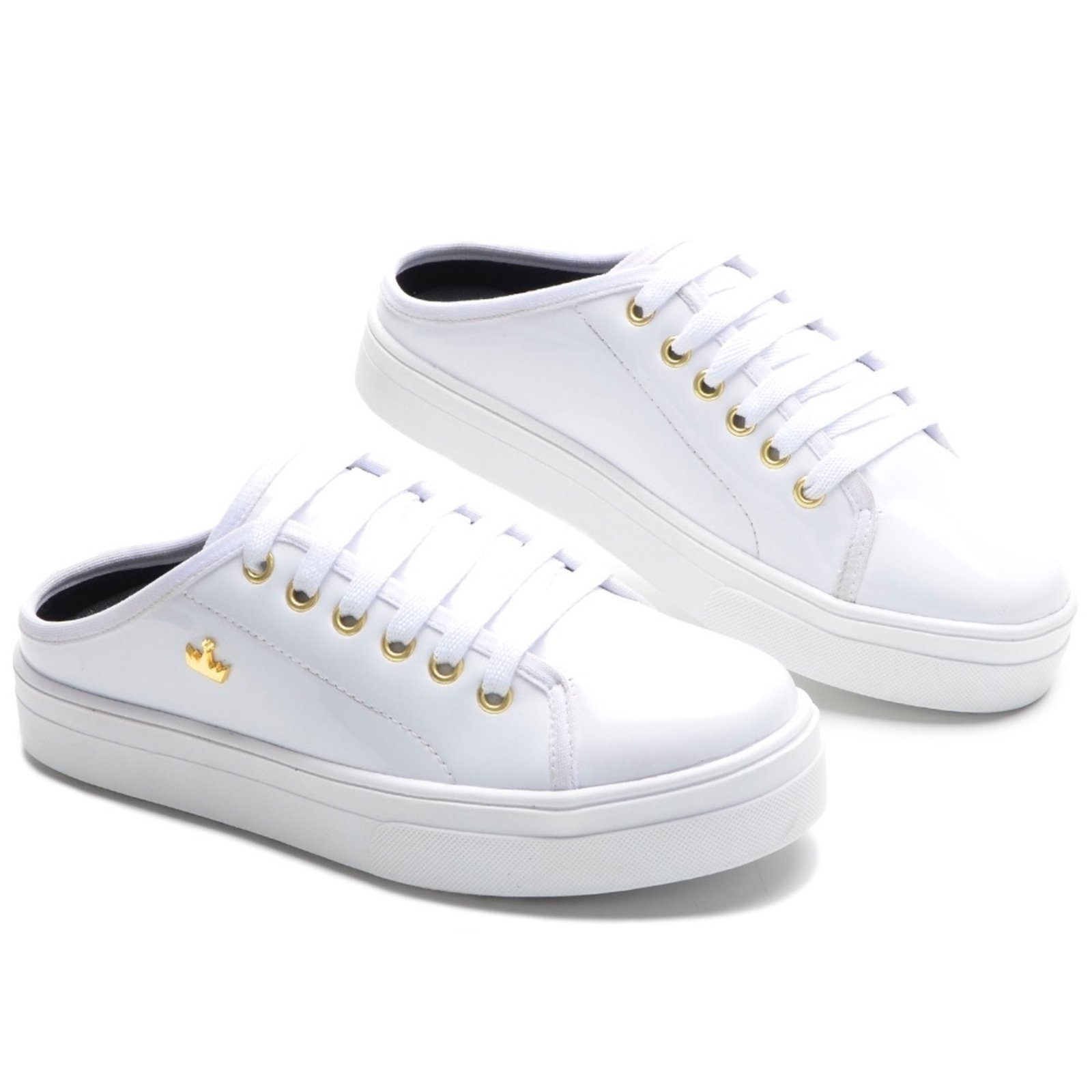 Vista 3 Tênis Mule Casual Feminino Solado Flat Amarração Confortável Prático Versátil FRANCA GRIFFE branco FRANCA GRIFFE branco