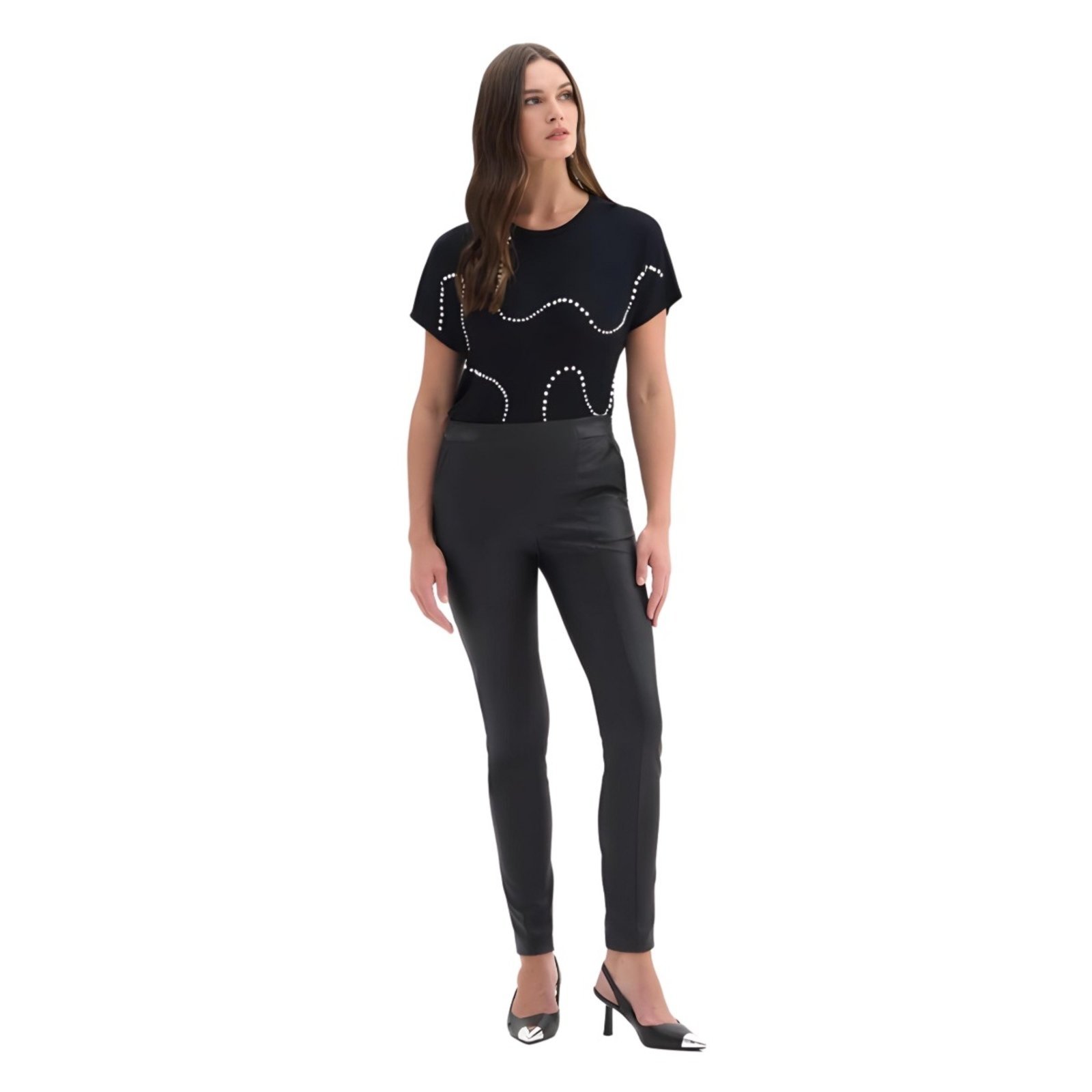 Vista 2 Calça Legging Feminina Couro Ecologico preto preto