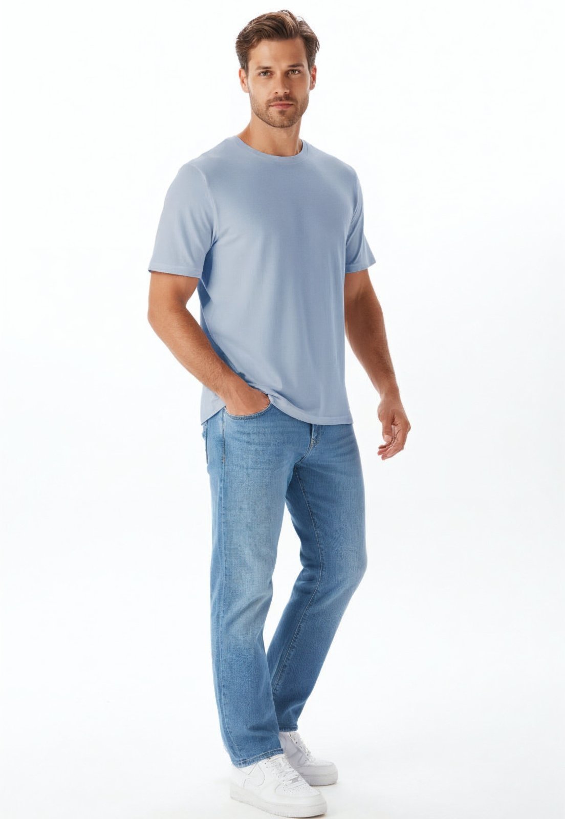 Camiseta Piquet Slim Traymon - Azul Claro