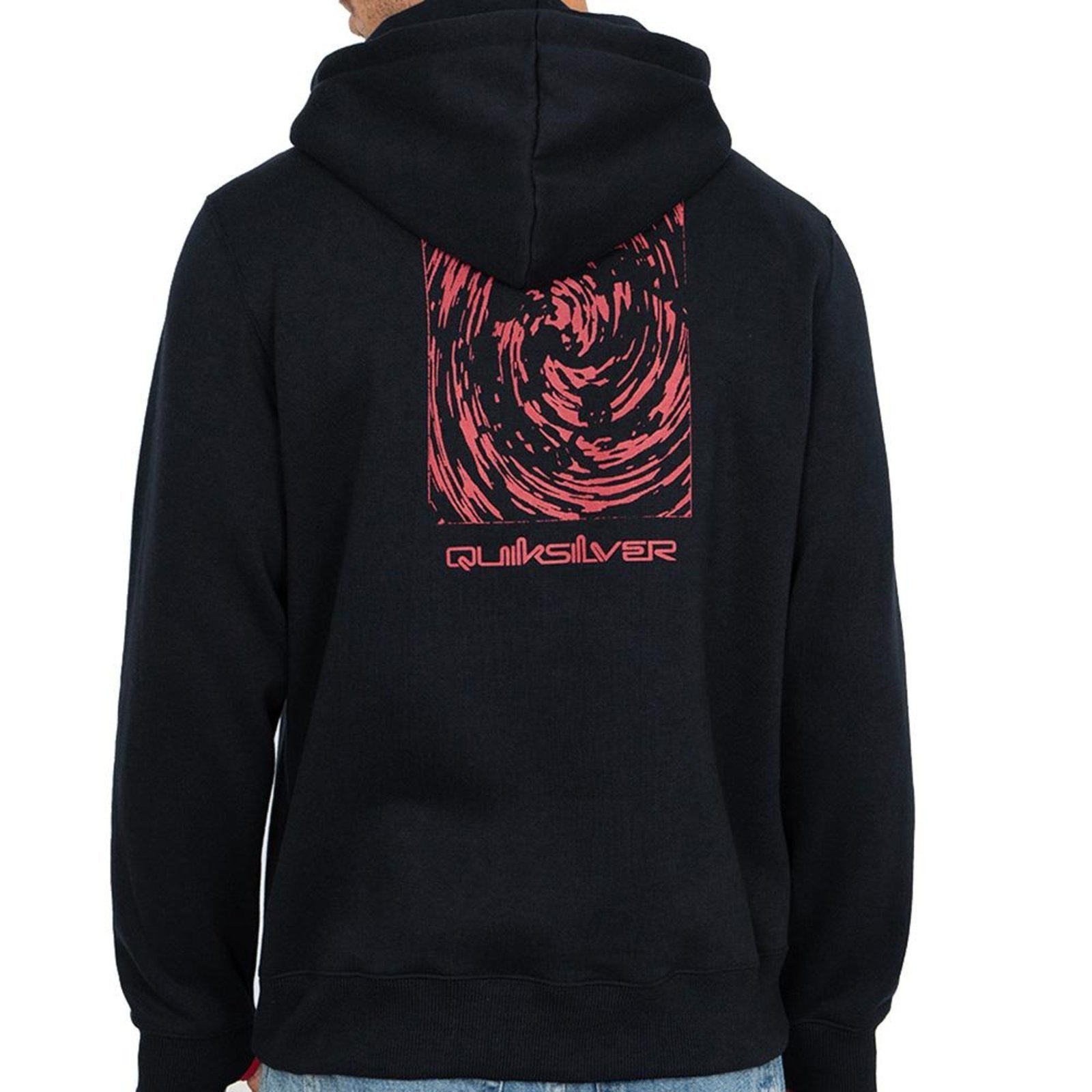 Moletom Quiksilver Canguru Domed Logo Flaming Heat Marinho