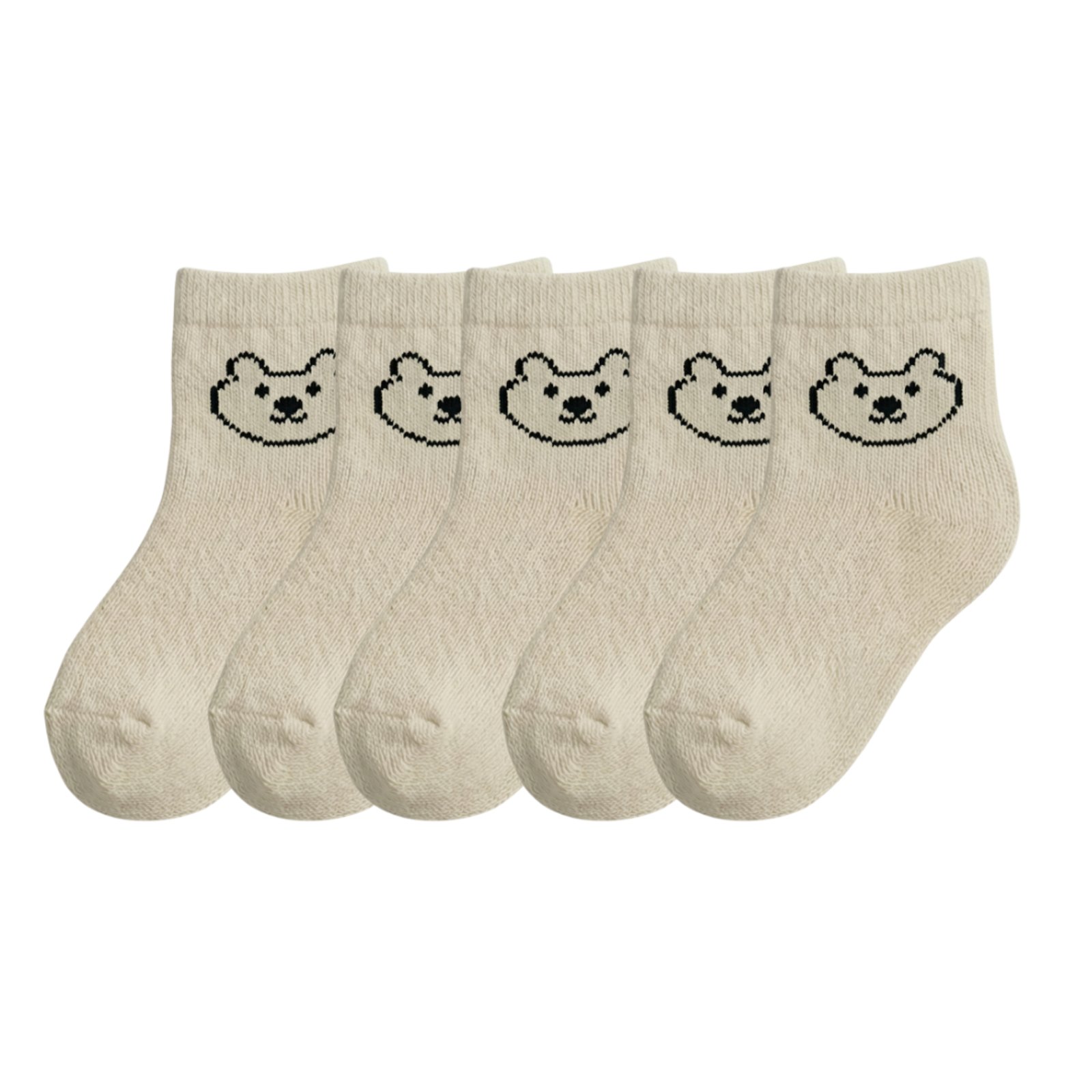 Kit 5 Pares de Meias QLC Sports Algodão Cano Médio Creme