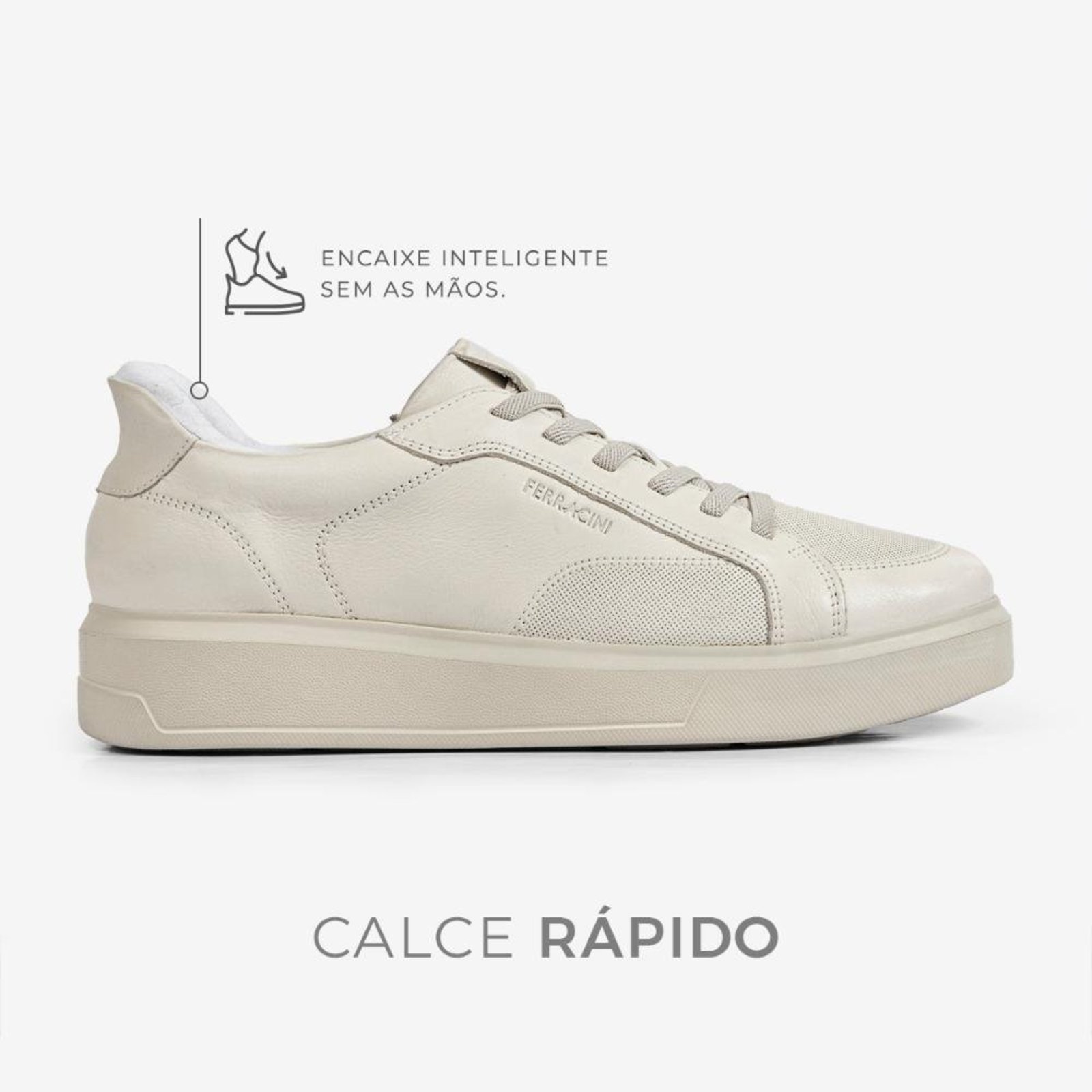Tênis Ferracini Calce Rápido Flip Classic de Couro 9110-733D Branco