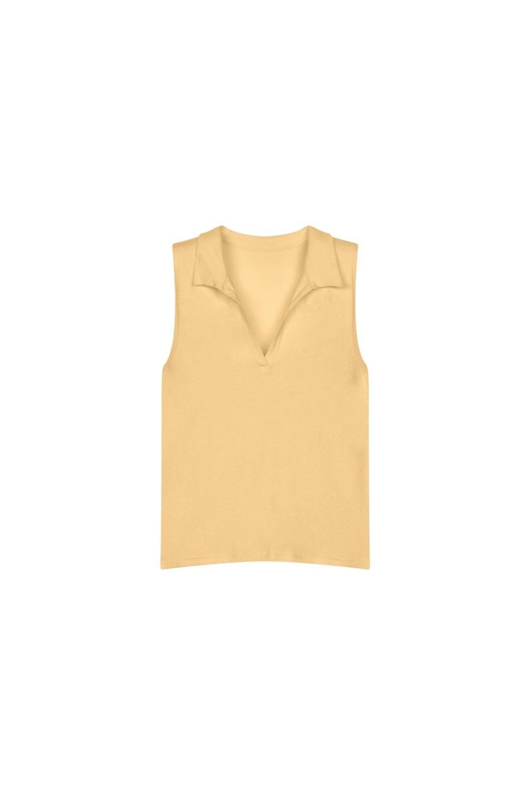 Regata Feminina Tricô Gola Polo Marialícia Amarelo