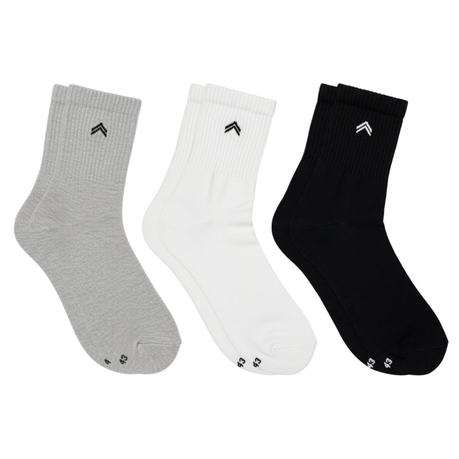Vista 2 Kit 3 Pares de Meias Up Urban Casual Algodão Atoalhada Cano Médio Unissex QLC SPORT multicolorido QLC SPORT multicolorido