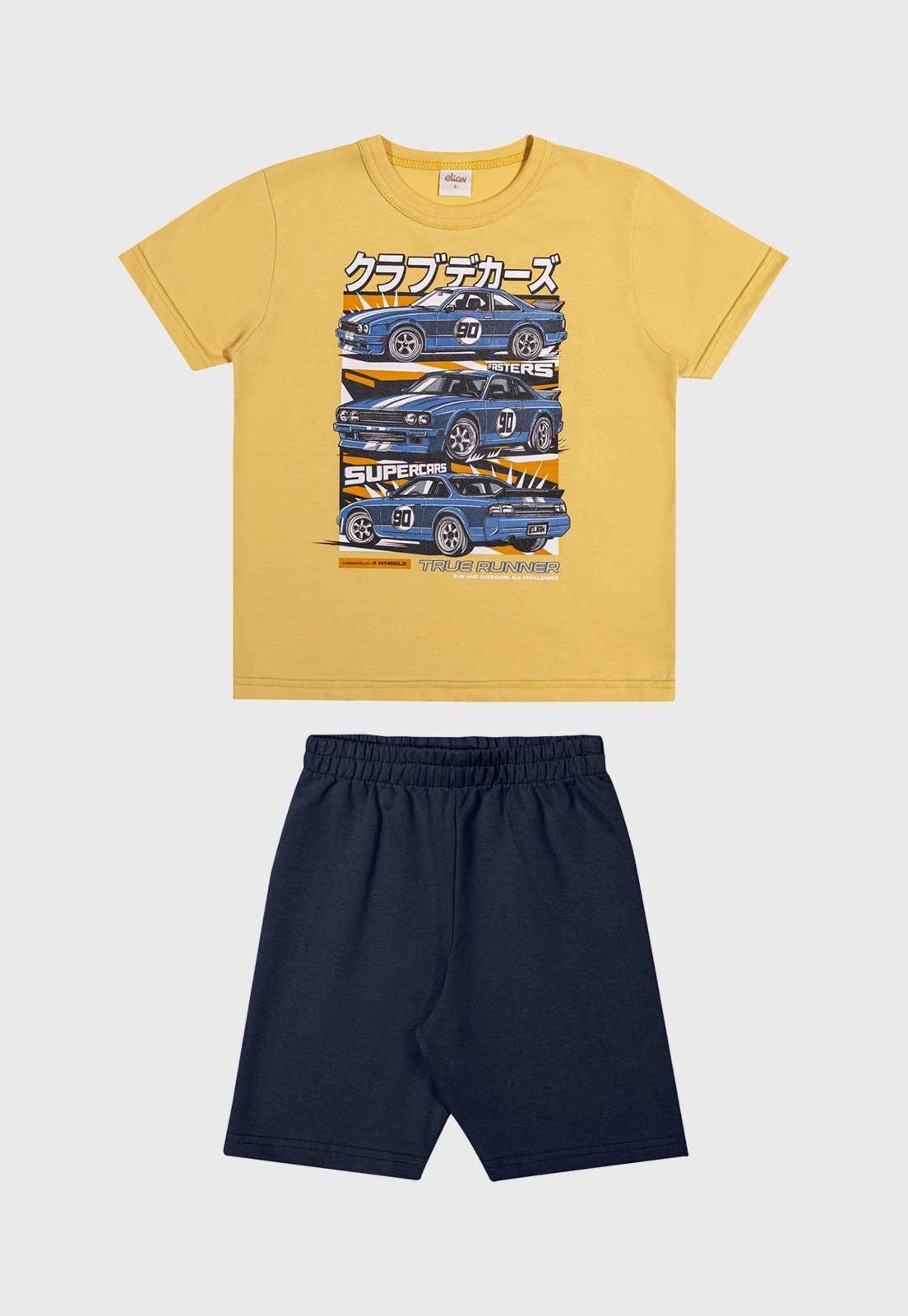 Infantil - Conjunto Curto Elian Carros Esportivos Amarelo