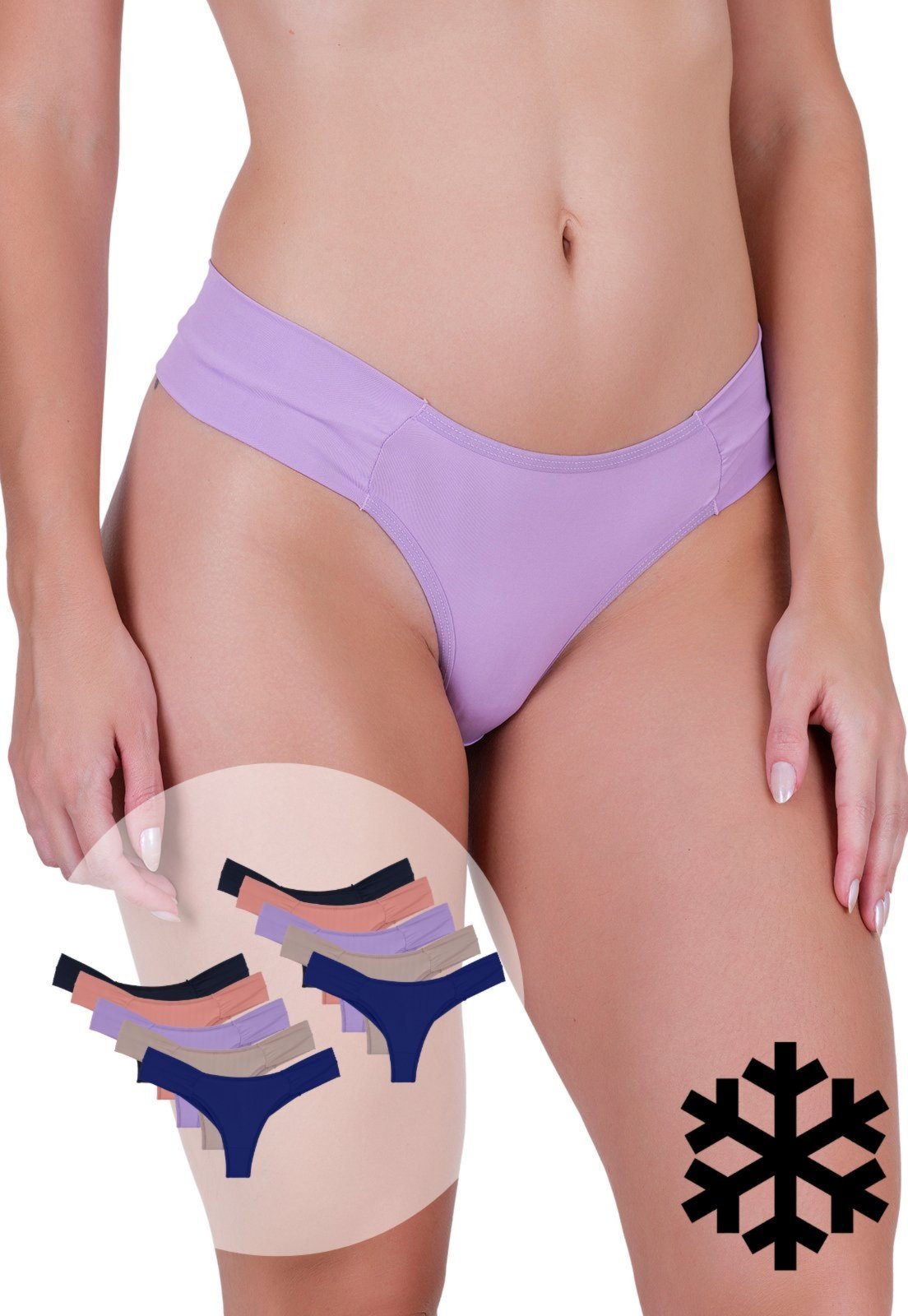 Vista 2 Kit 10 Calcinhas Femininas Microfibra Borboleta Laterais Drapeadas Fio Duplo Concept Lingerie multicolorido Concept Lingerie multicolorido