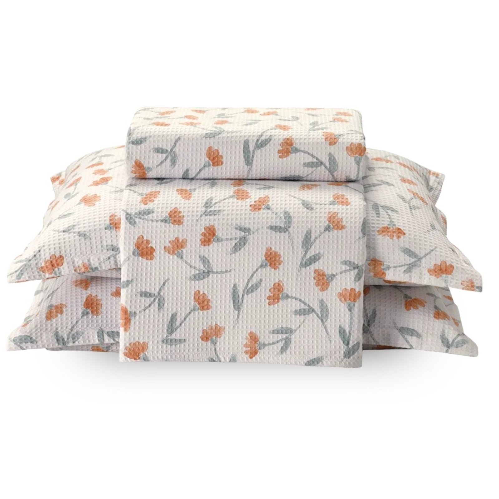 Kit Colcha King Piquet Algodão Dohler 3 Peças Flora