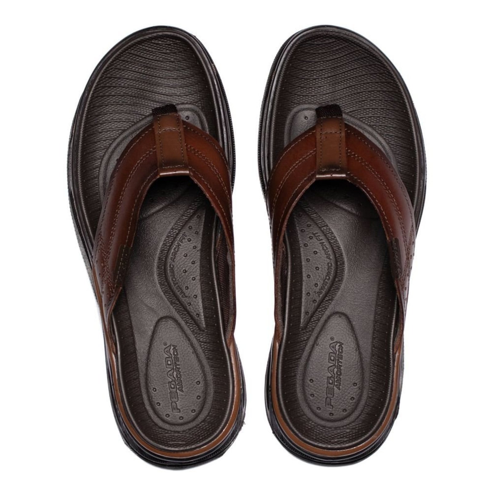 Infantil - Chinelo Masculino Pegada Couro Anatômico Marrom Pinhão
