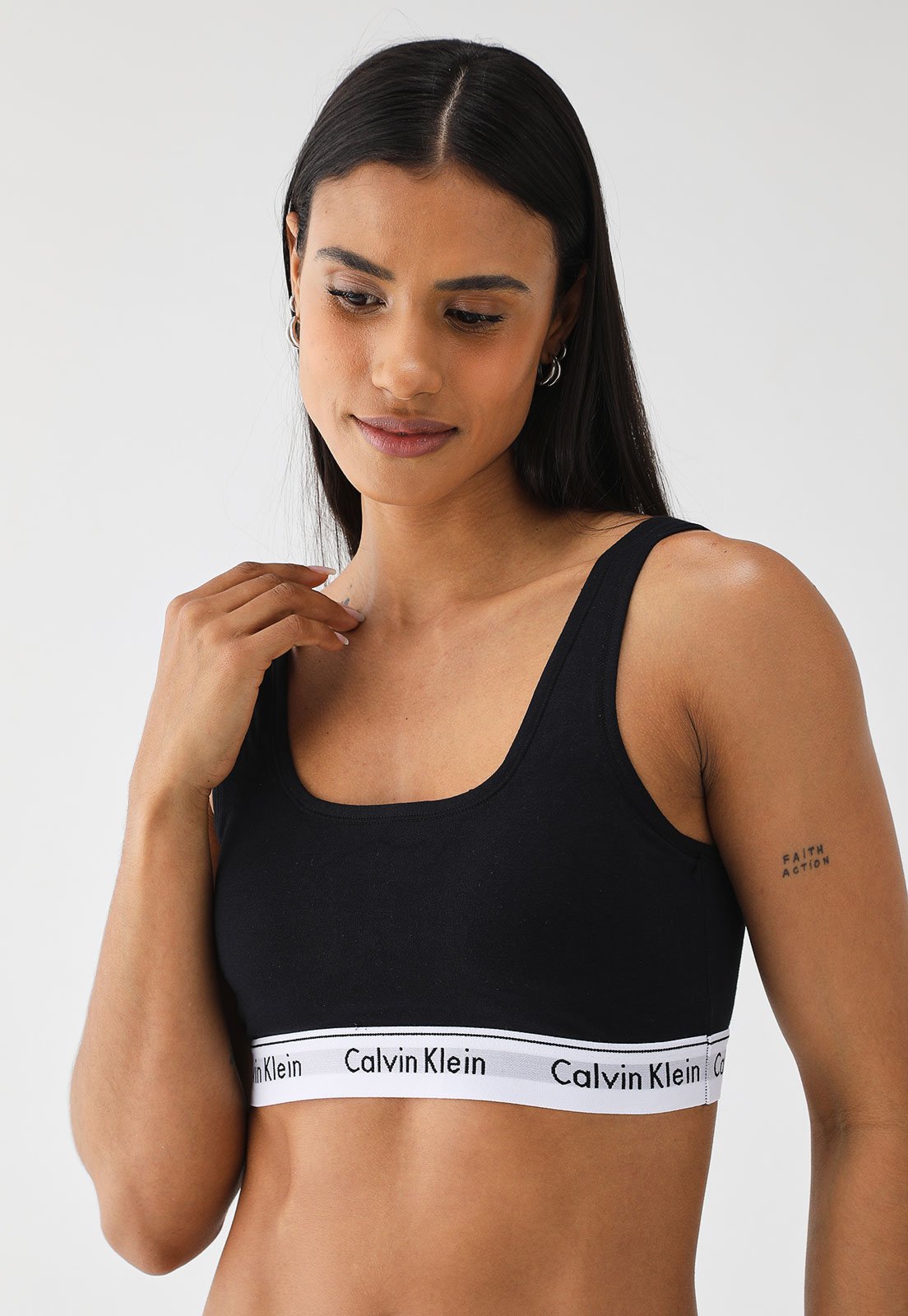Top Calvin Klein Underwear Ajustada Regata Modern Cotton Preto