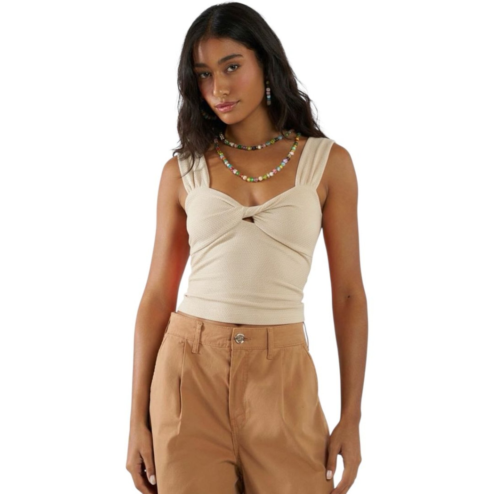 Vista 2 Blusa Slim Busto Com Torção Colcci CLC Italian bege Colcci CLC bege