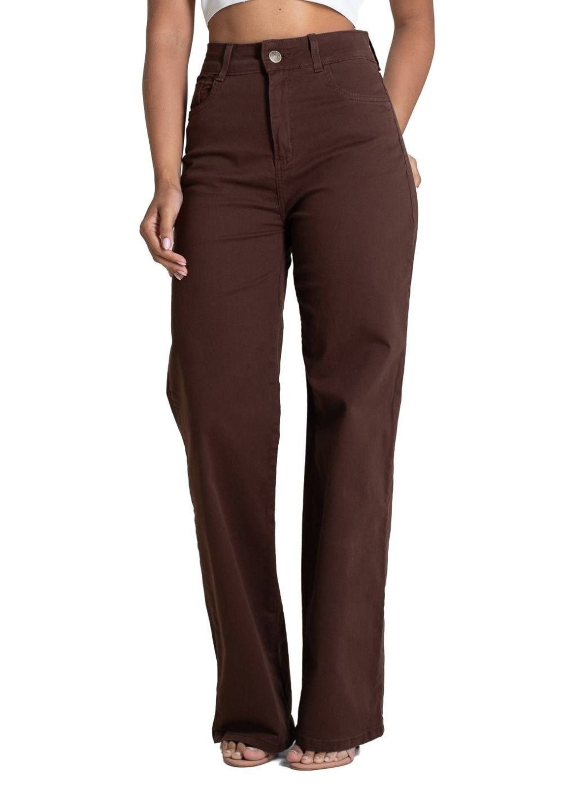 Calça Sarja Sawary Wide Leg - 283449 - Marrom - Sawary