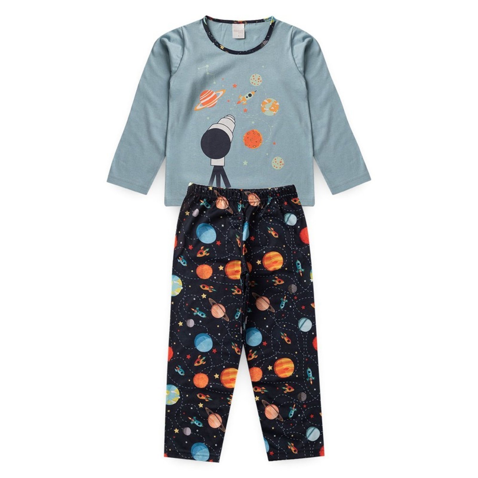 Vista 2 Pijama Menino Longo Brilha no Escuro Molekada azul Molekada azul