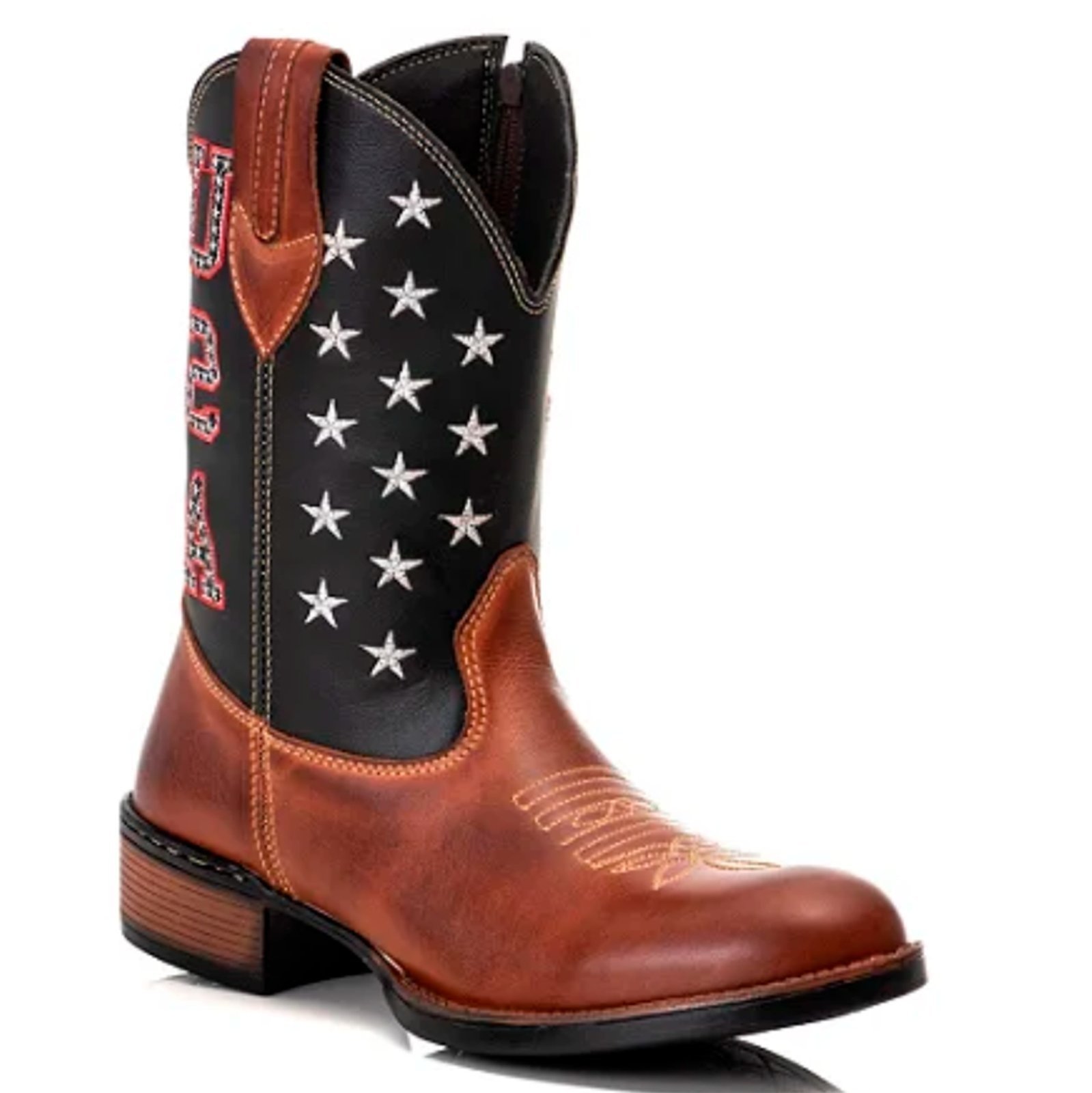Vista 2 Infantil - Bota Couro Texana Campero Rodeio USA Pinhão marrom Campero marrom