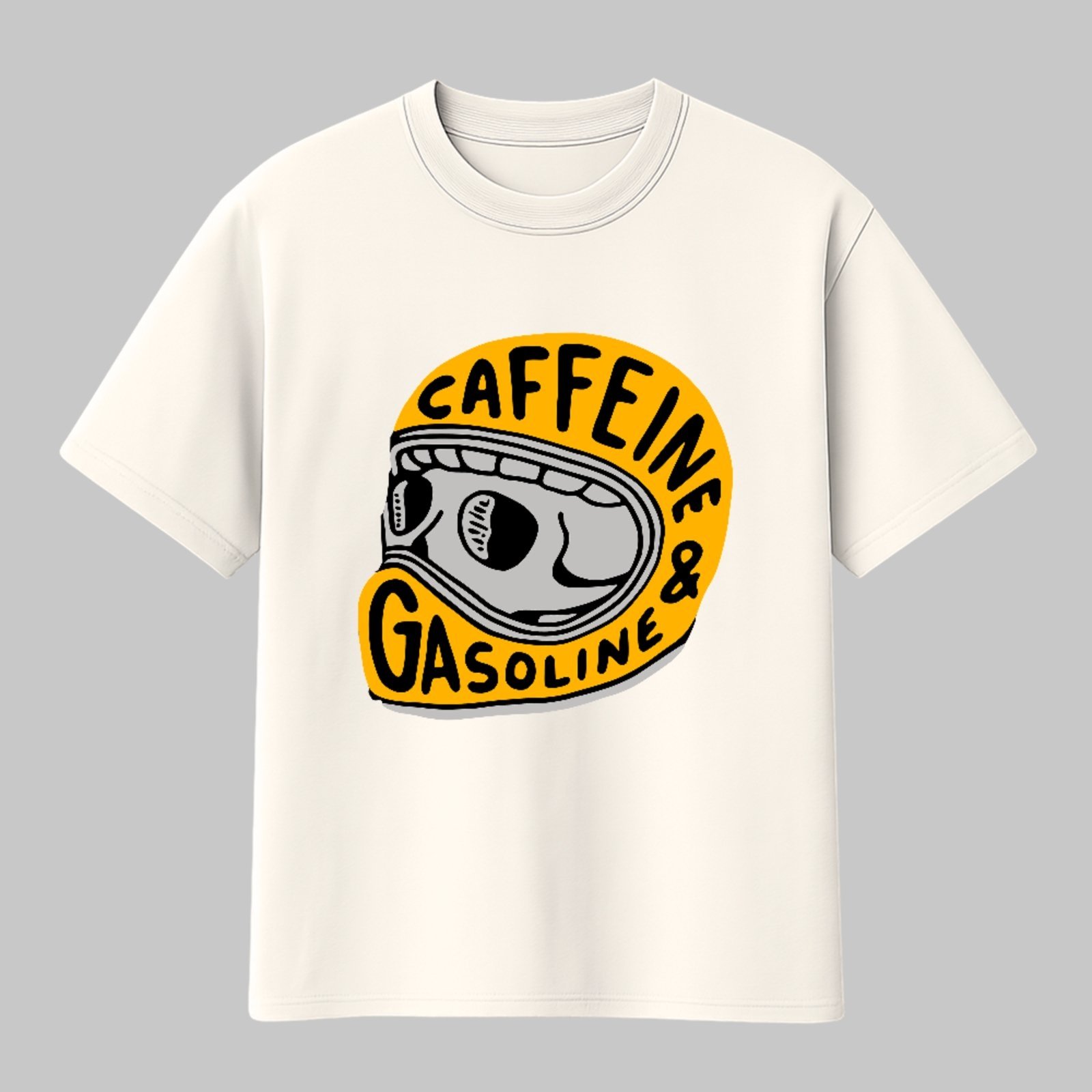 Camiseta Básica Café e Gasolina Motoqueiro Vintage Style Off White