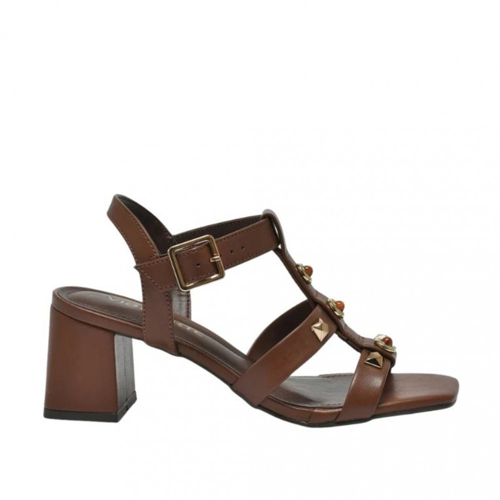 Sandália Feminina Via Marte Salto Bloco 171-035 Via Marte Marrom