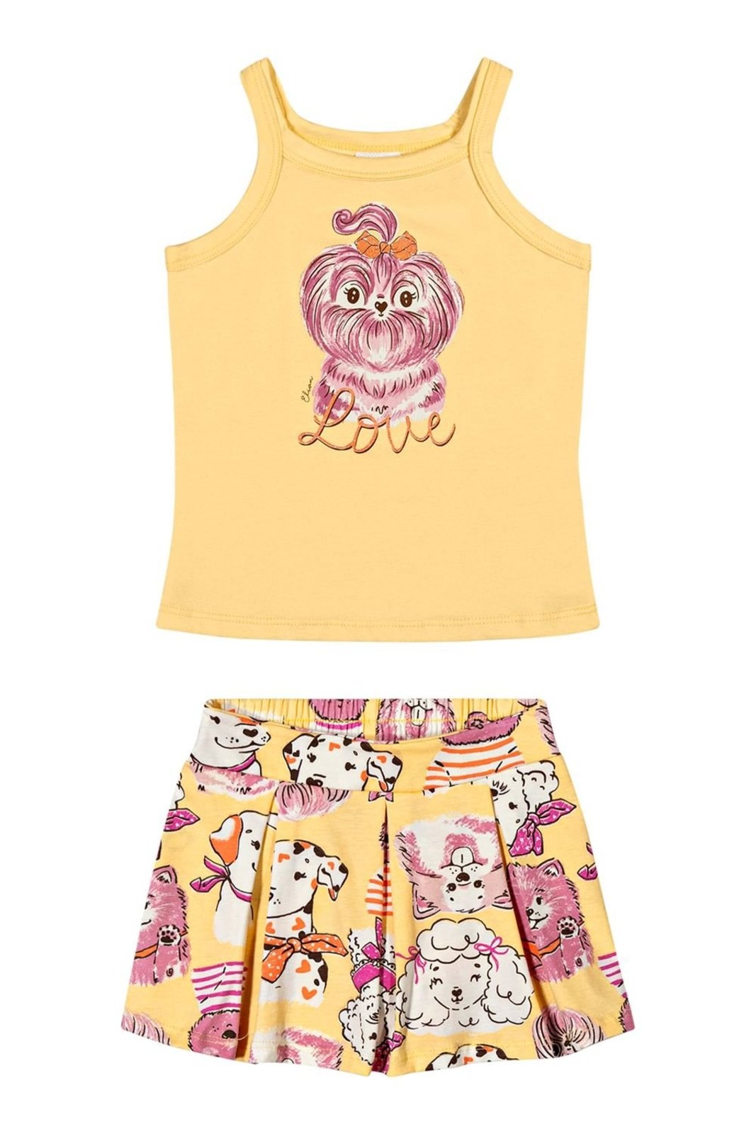 Infantil - Conjunto Menina Dogs Glitter Elian Amarelo