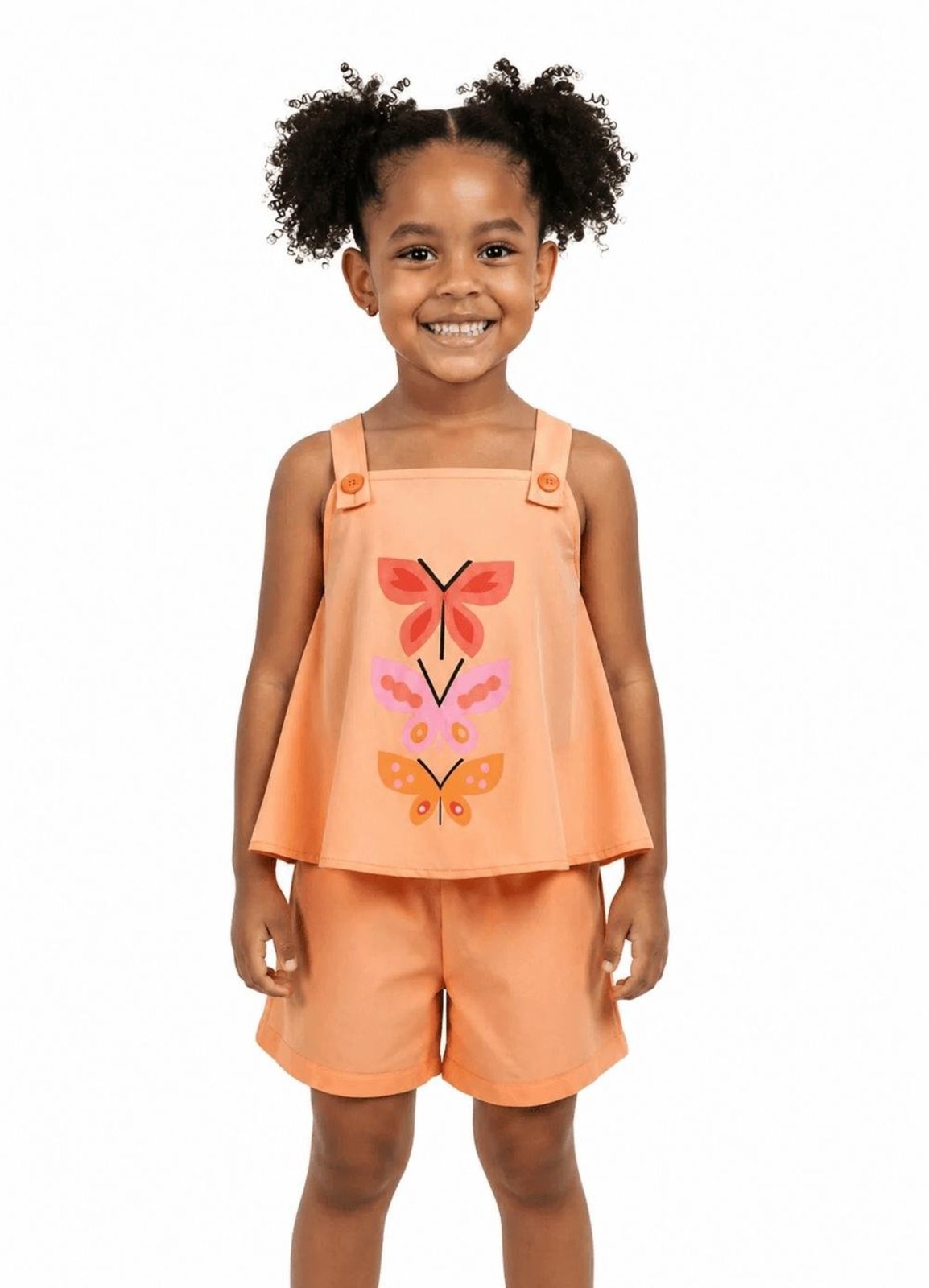 Infantil - Conjunto Menina Borboletinha Alphabeto Laranja Laranja