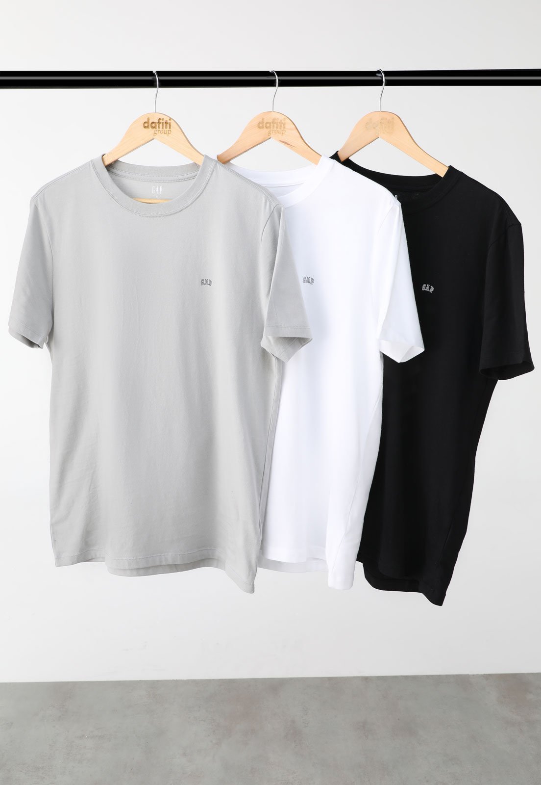 Kit 3pçs Camiseta GAP Reta Logo Cinza