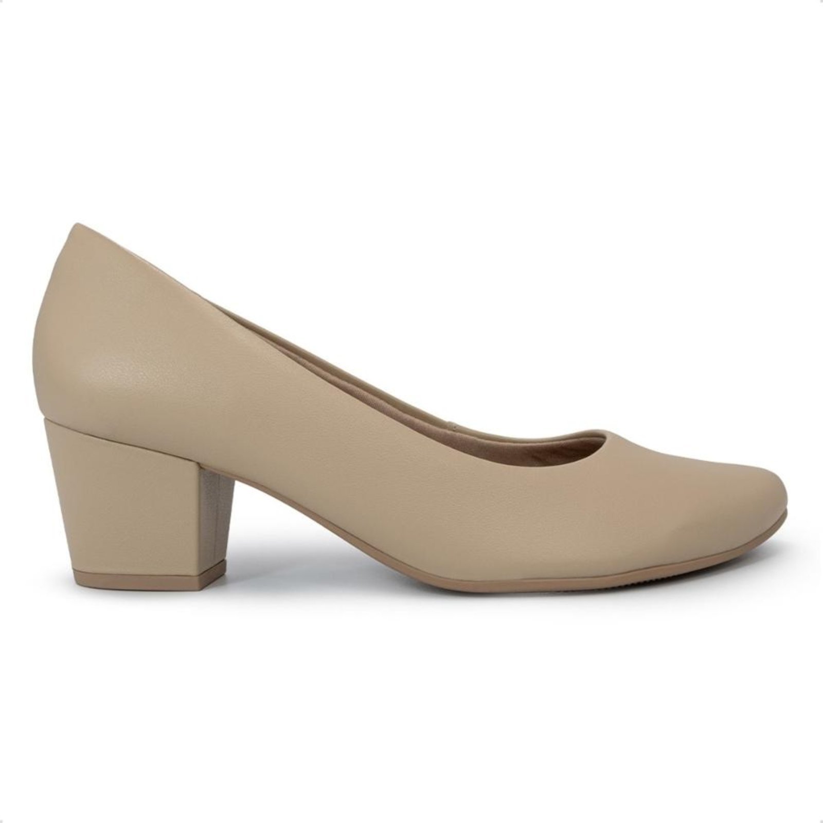 Scarpin Usaflex Feminino Couro Salto Bloco Casual UD05001 Nude