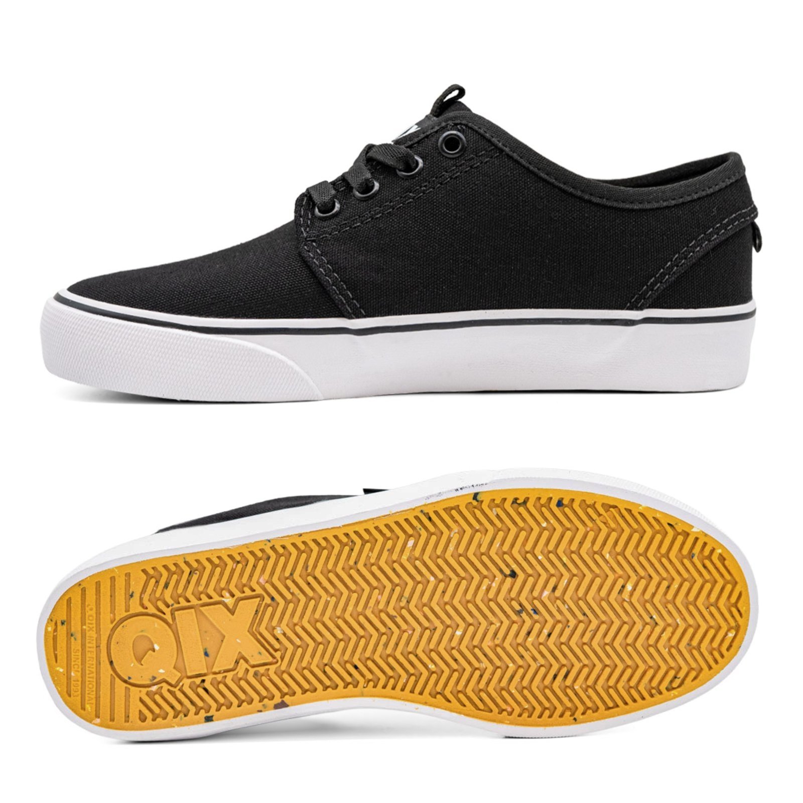 Vista 3 Tênis Qix Combat 3 RTS Vulcanizado Unissex Branco preto Qix preto
