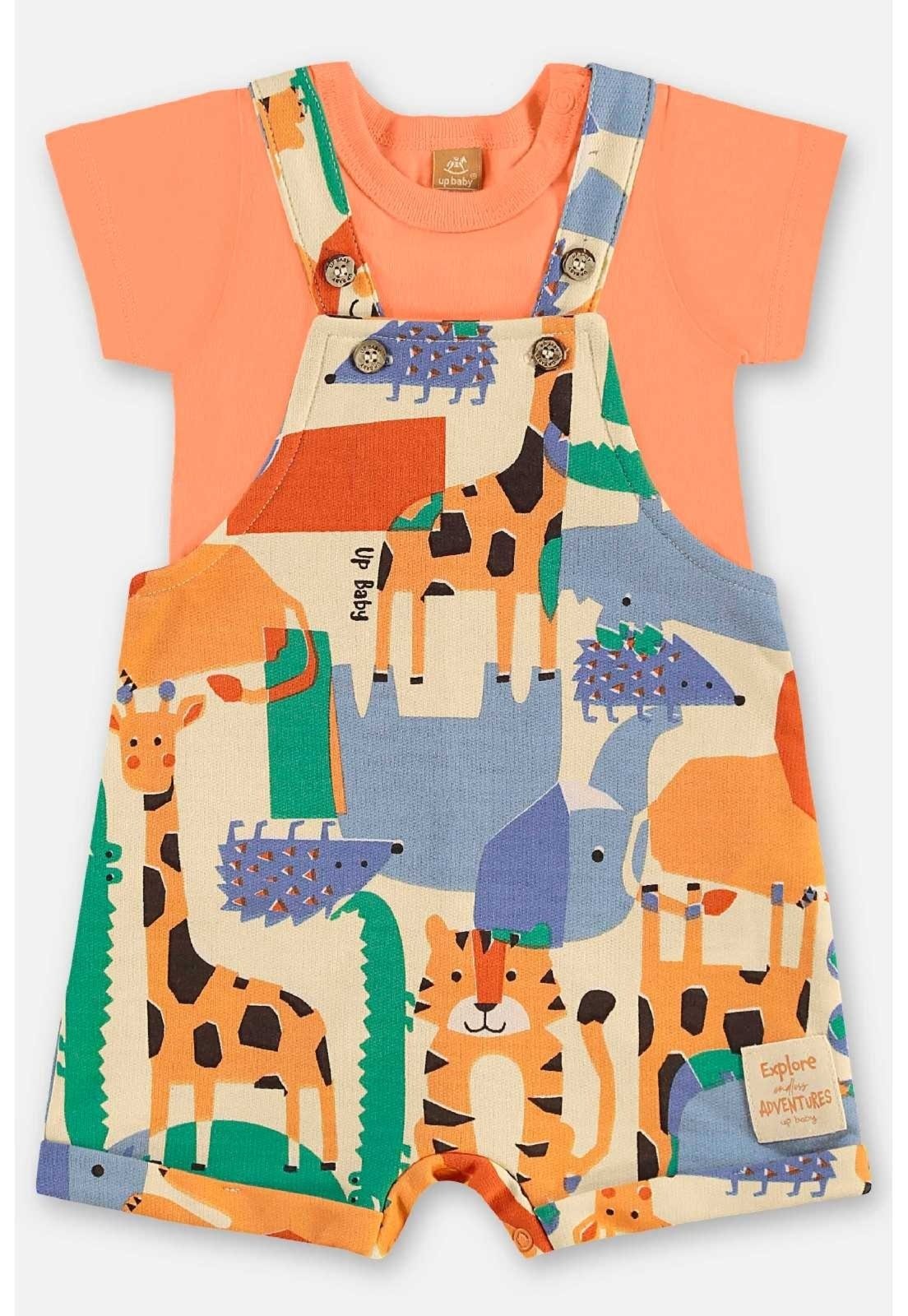 Infantil – Conjunto Jardineira e Body Up Baby Laranja