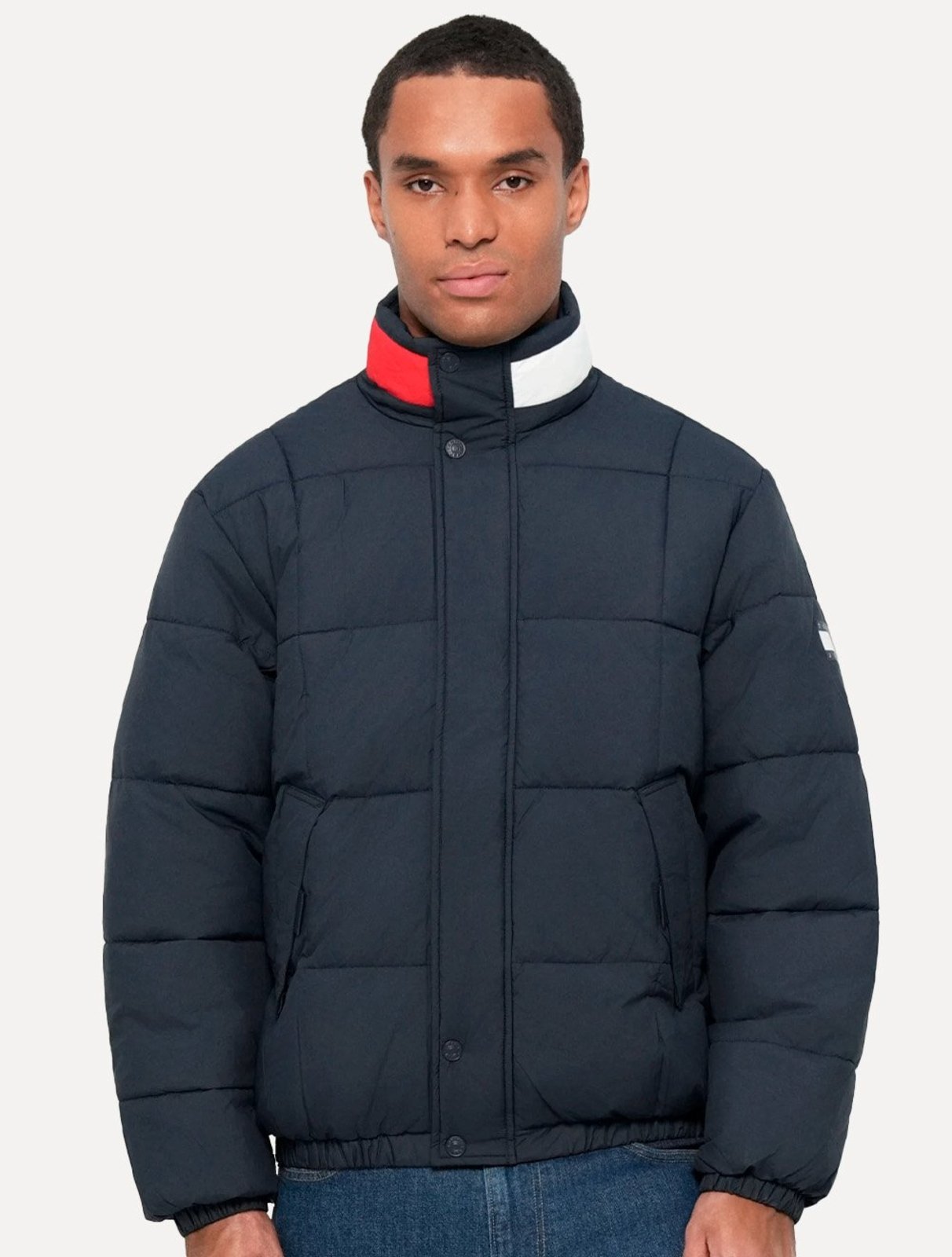 Jaqueta Tommy Hilfiger Masculina Puffer Collar DNA Azul Marinho
