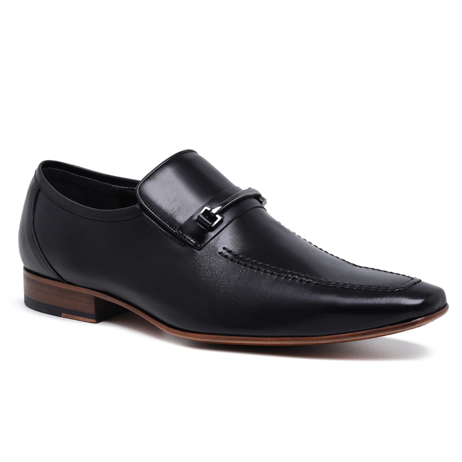 Sapato Loafer Horsebit Social Malbork Couro Preto Sola Couro 125P