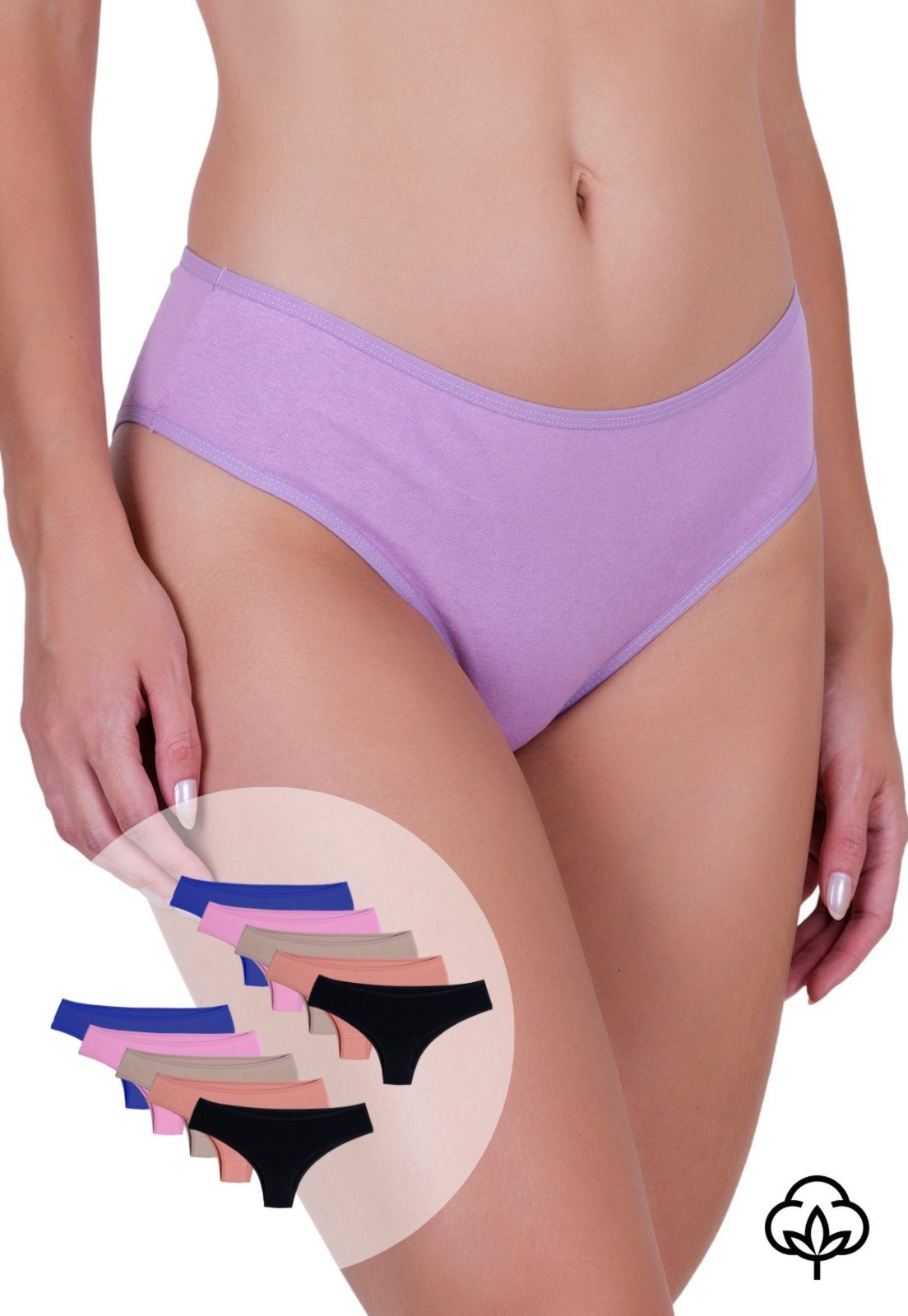 Kit 10 Calcinhas Femininas Algodão Sonho Laterais Larguinhas Conforto Diário Concept Lingerie
