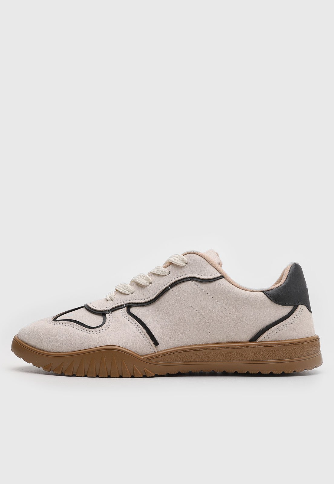 Tênis Feminino Moleca Cadarço Off-White e Preto