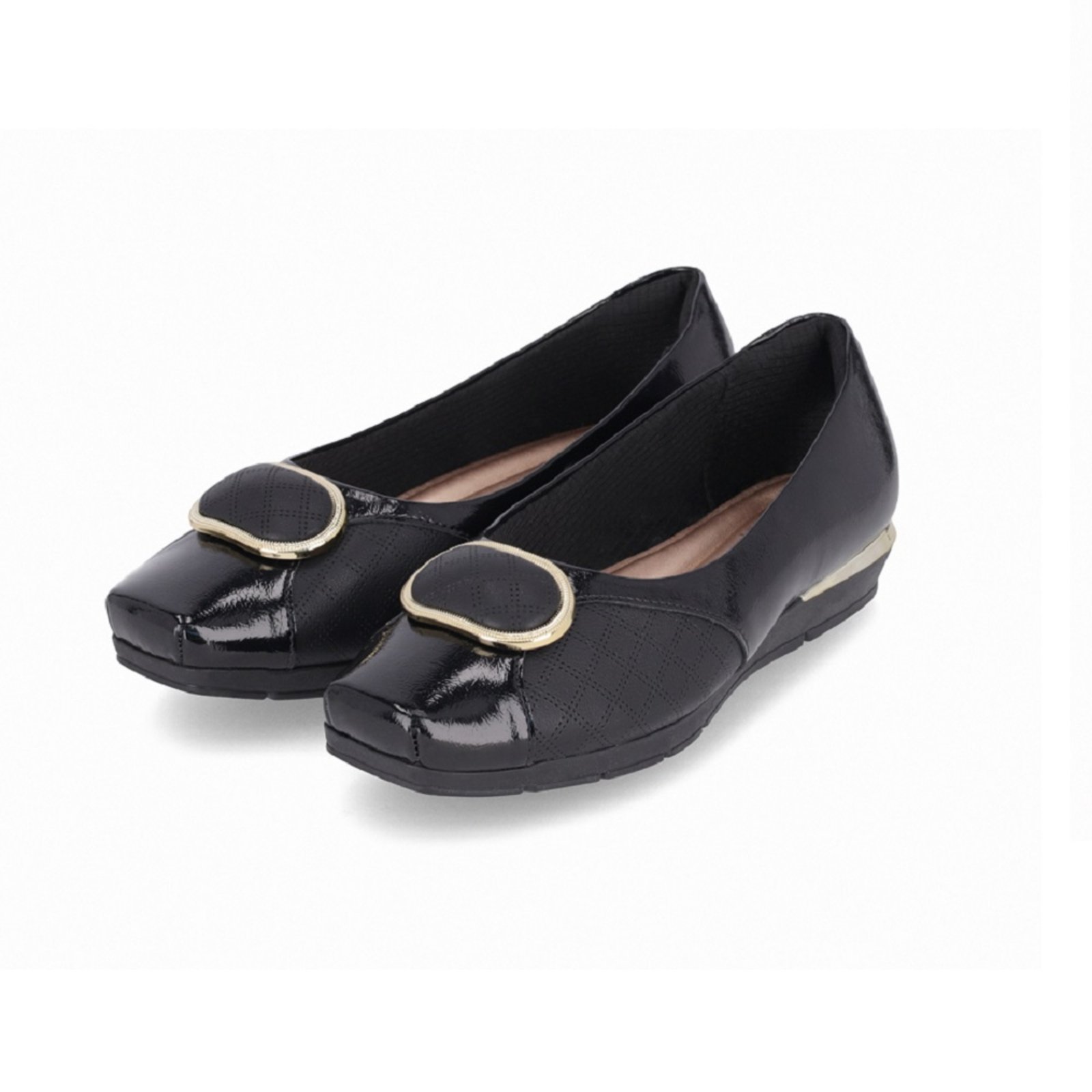 Vista 3 Sapato Salto Baixo Piccadilly Maxi 147323 Feminino preto Piccadilly preto