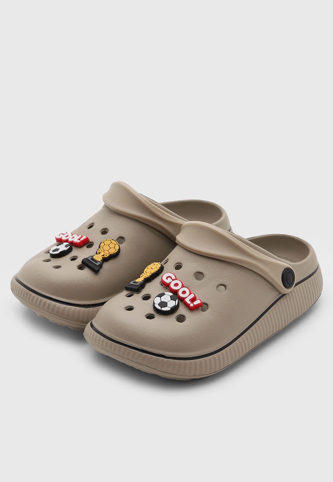 Infantil - Chinelo Molekinho Com Charms Futebol Bege