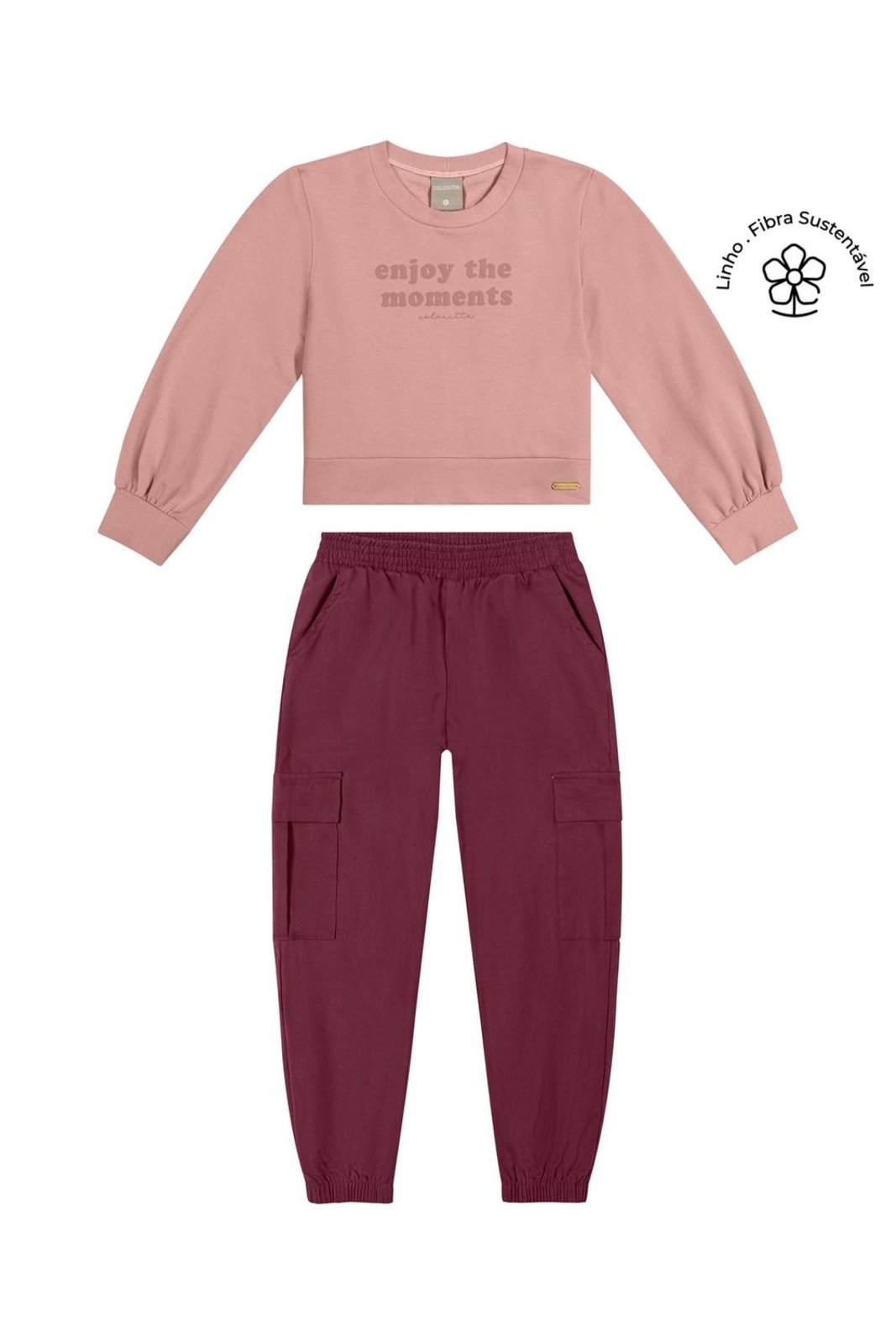 Infantil - Conjunto Menina Malha Linho Colorittá Rosa