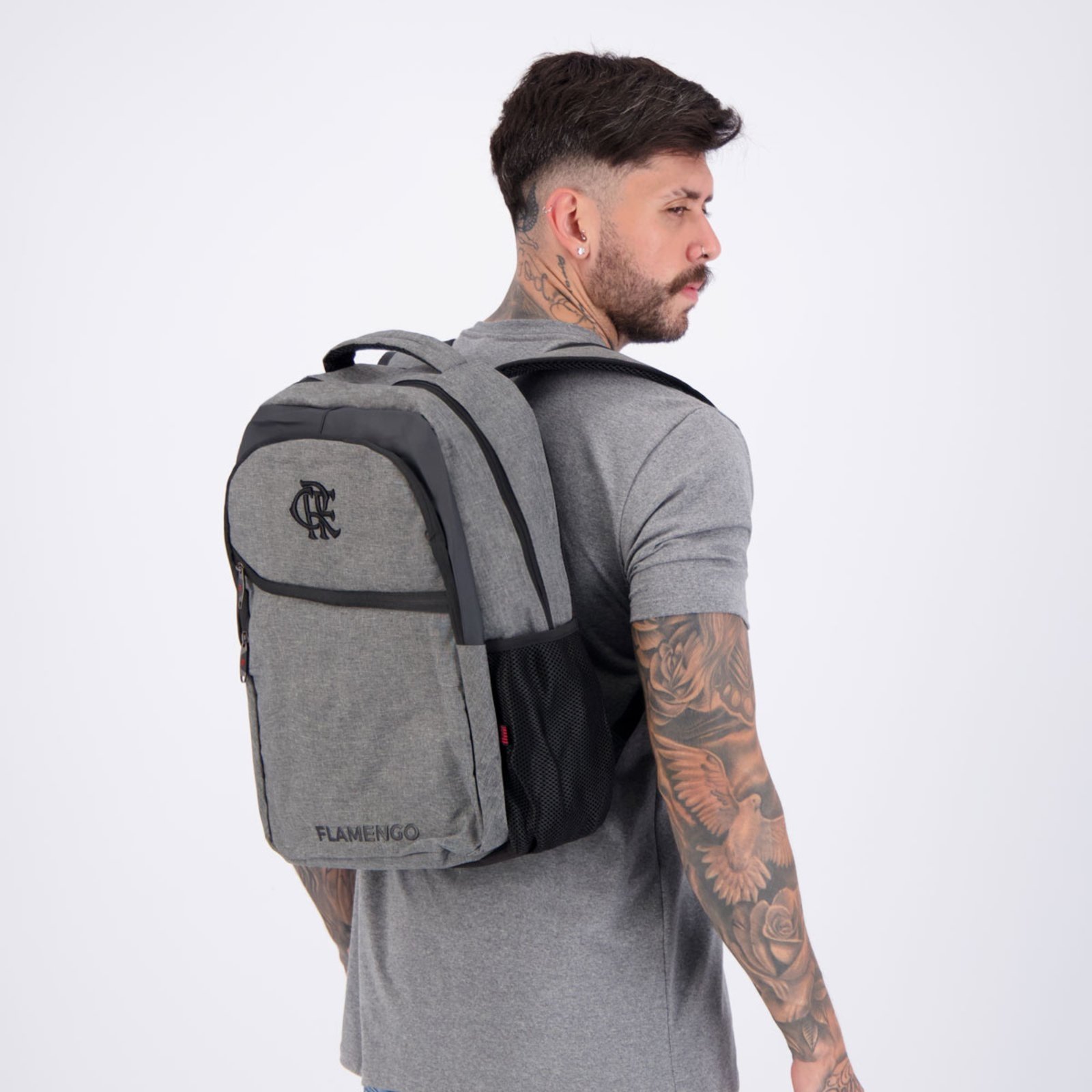 Infantil – Mochila Flamengo Esportiva Escudo Cinza