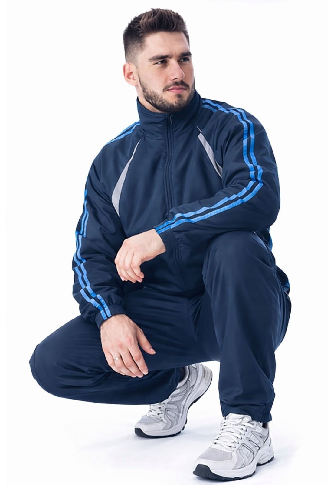 Agasalho Masculino Tactel Calça Jaqueta Forrado Esportivo Azul