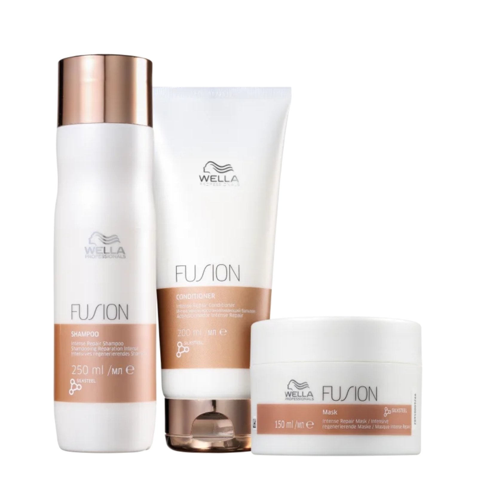 Kit Wella Fusion Shampoo 250Ml + Condicionador 200Ml + Mascara 150Ml