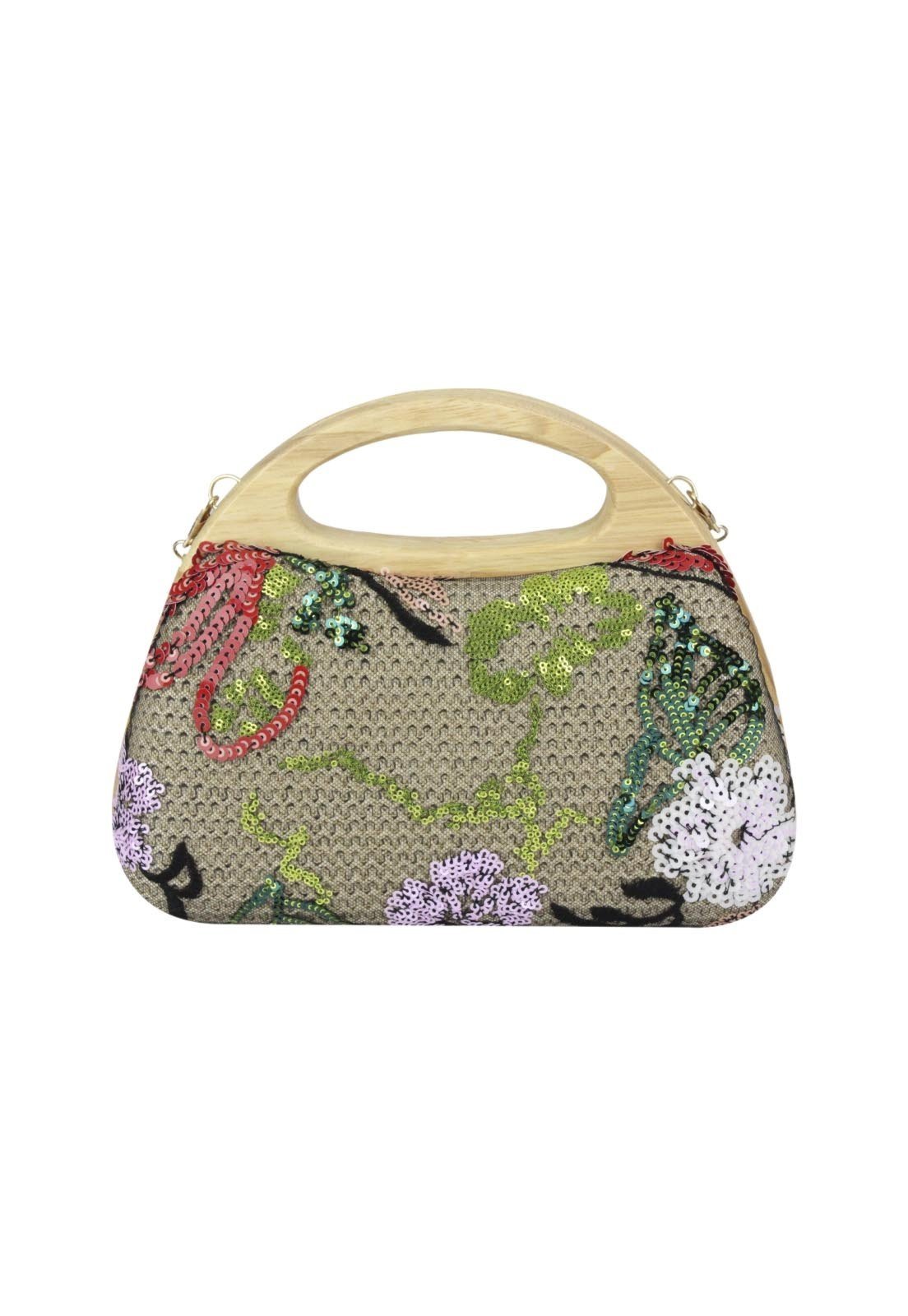 Clutch Nua Duza Madeira Bordado E Aplicações Preto