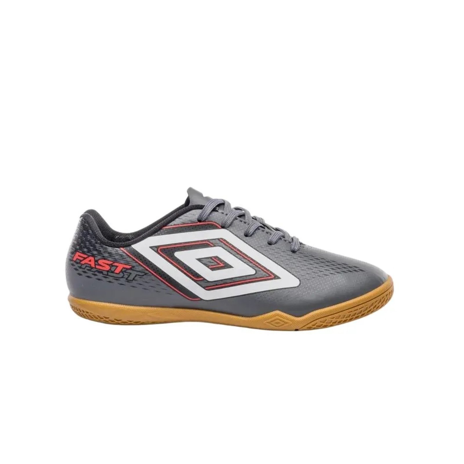 Vista 2 Chuteira Umbro Futsal Fast II Jr Branco/Vermelho cinza Umbro cinza