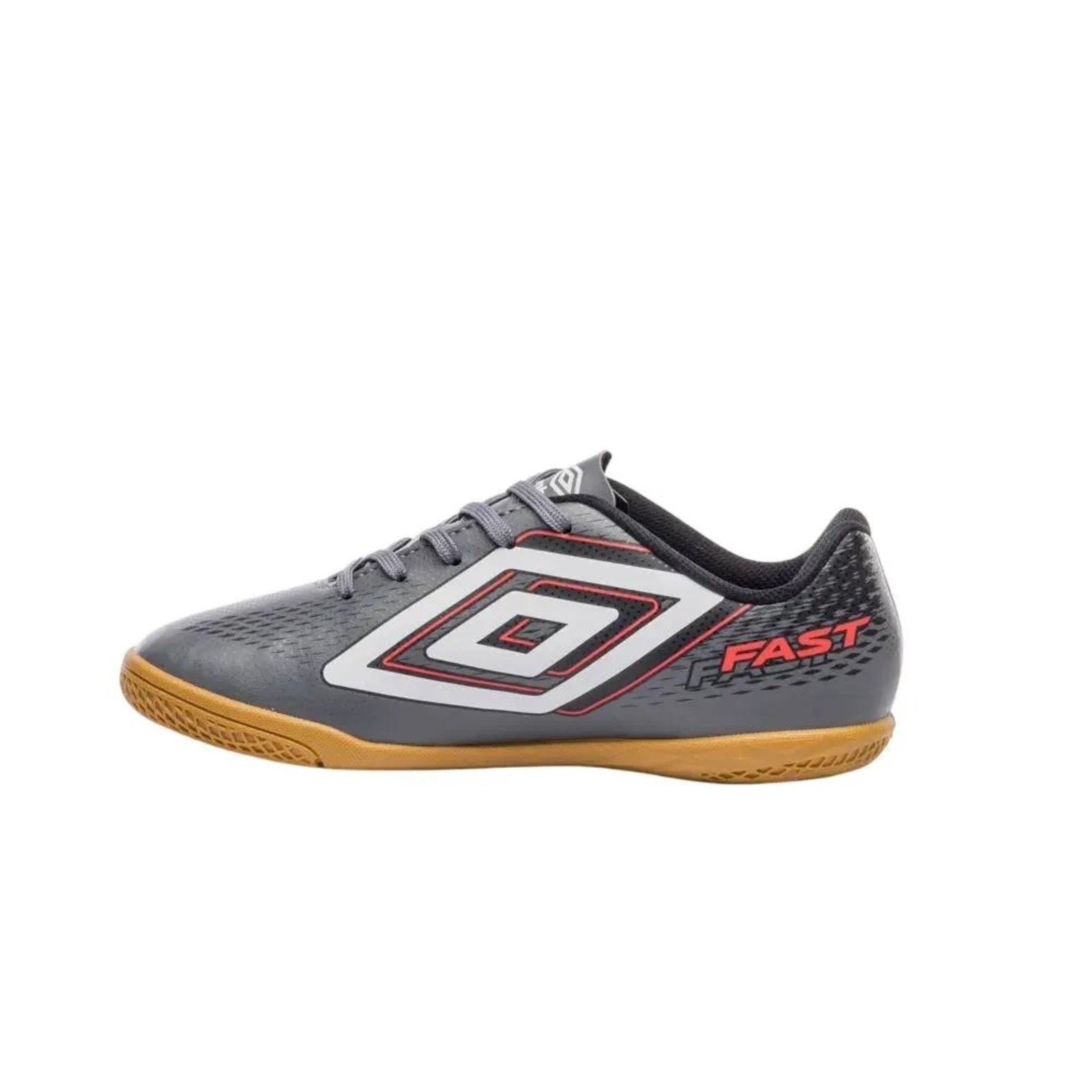 Vista 3 Chuteira Umbro Futsal Fast II Jr Branco/Vermelho cinza Umbro cinza