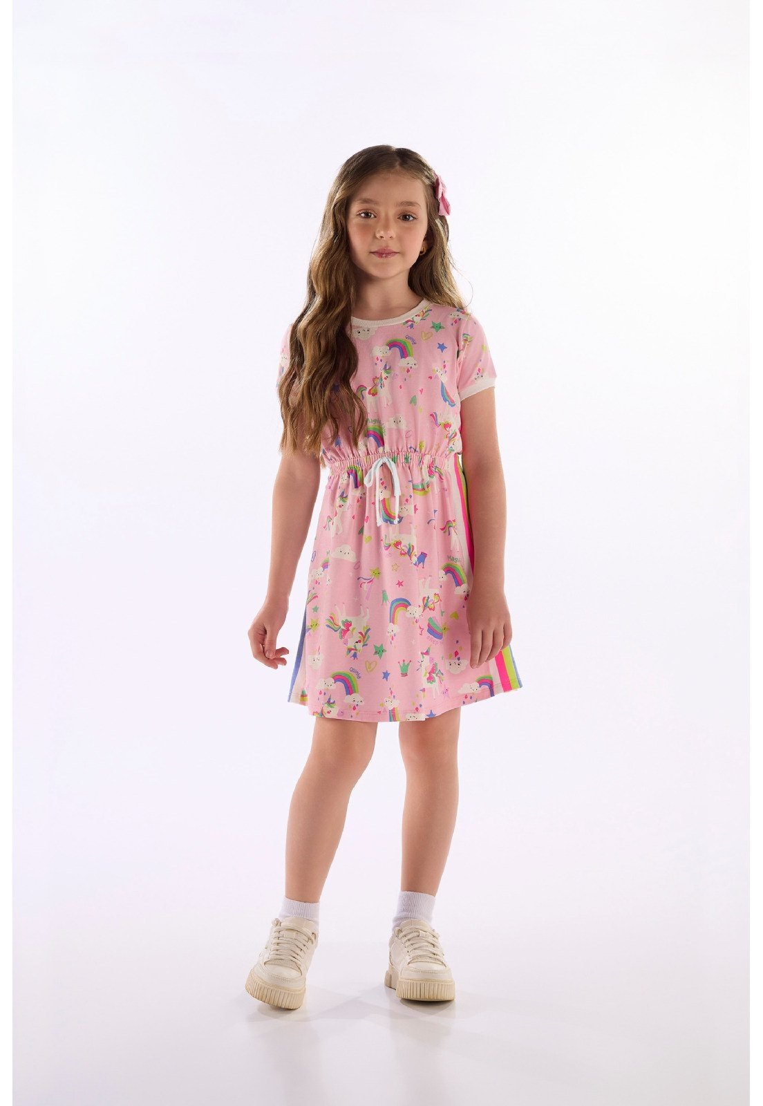 Infantil - Vestido Cotton Estampa Fantasia Quimby Rosa